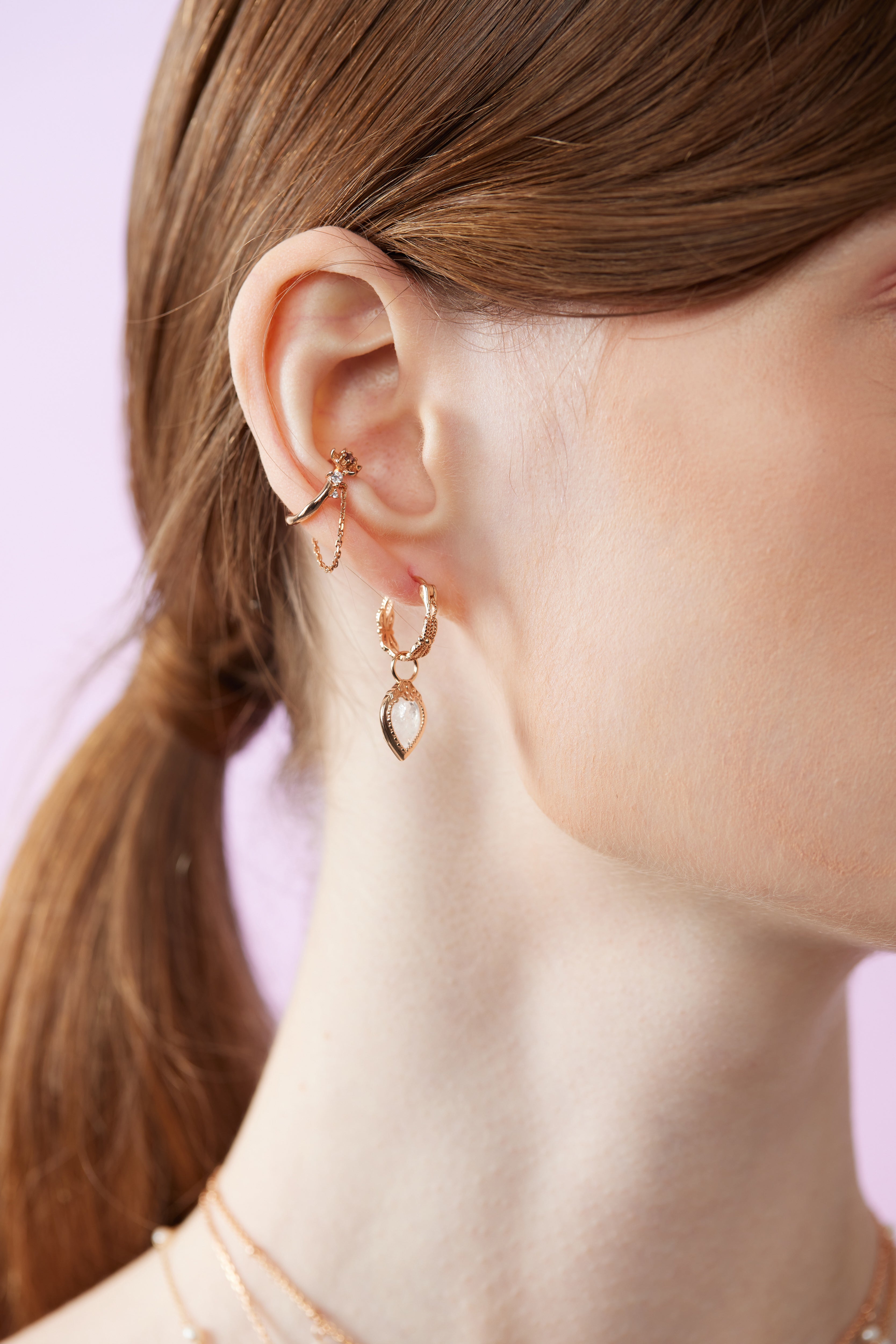 Floral Gold Chain Ear Cuff - Iris