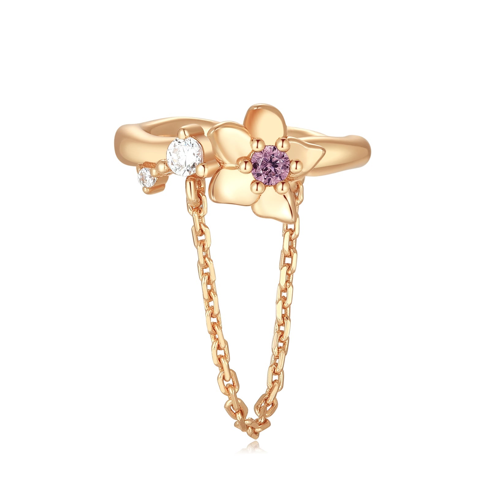 Floral Gold Chain Ear Cuff - Iris