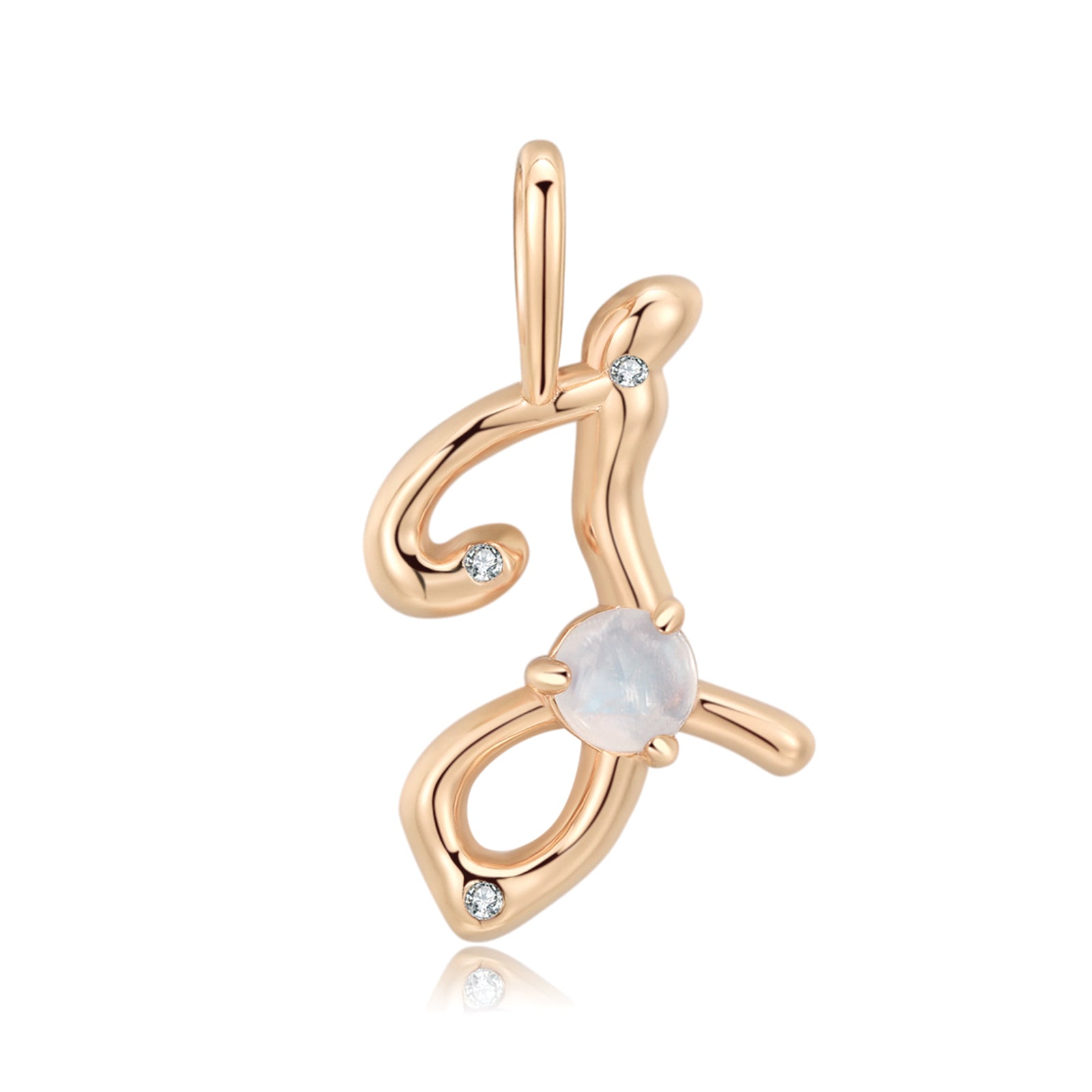 Moonstone Gold Letter Pendant - A to Z