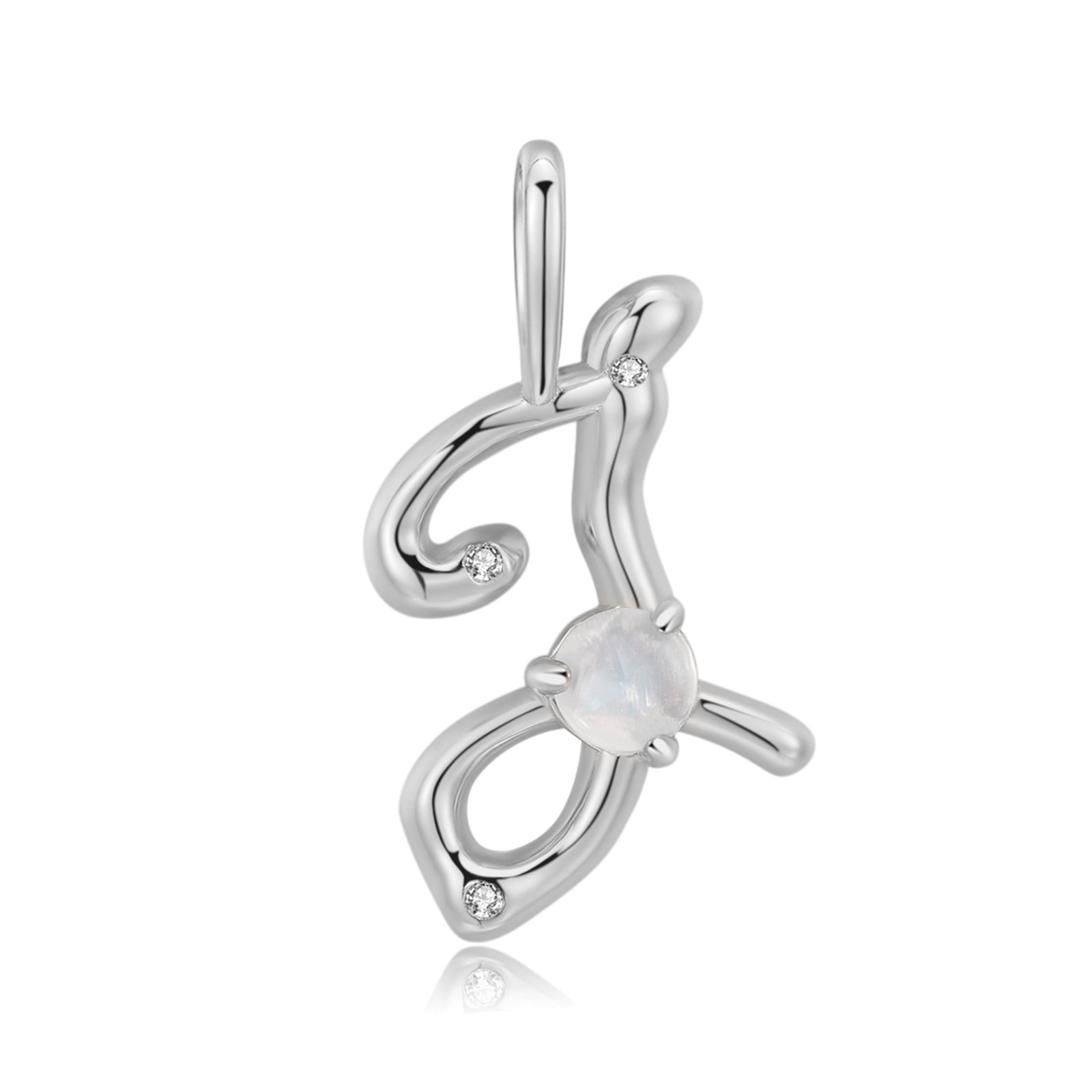 Moonstone Silver Letter Pendant - A to Z