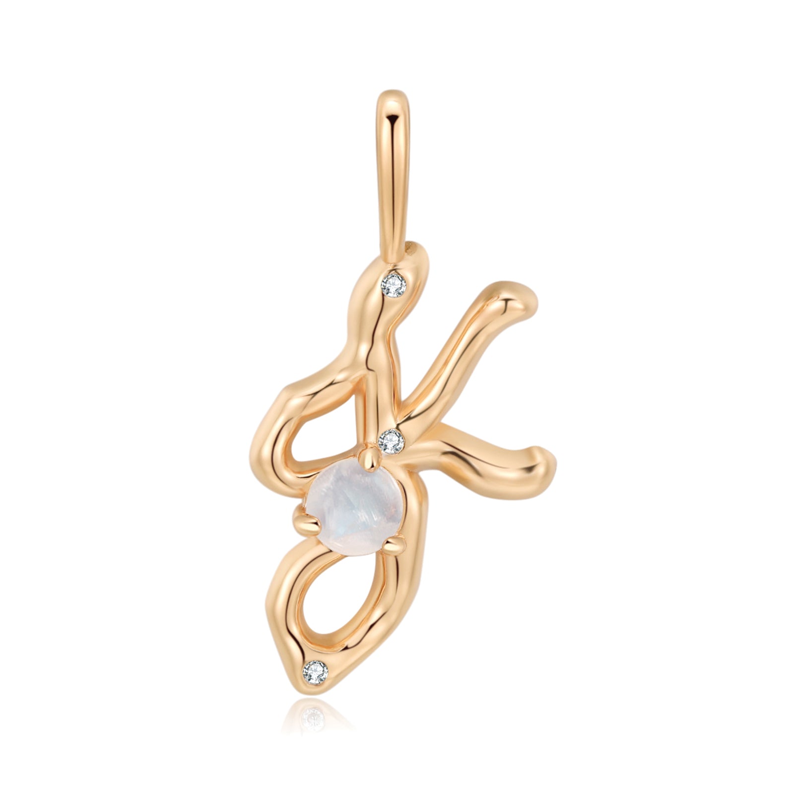 Moonstone Gold Letter Pendant - A to Z