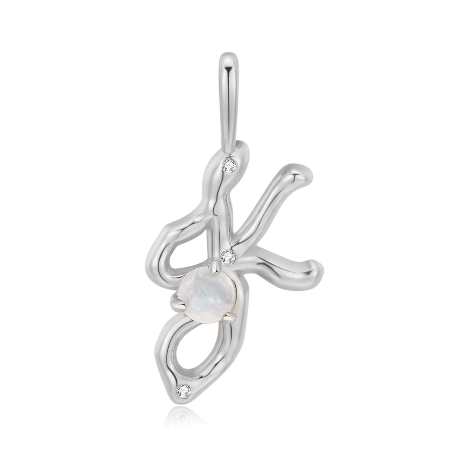 Moonstone Silver Letter Pendant - A to Z
