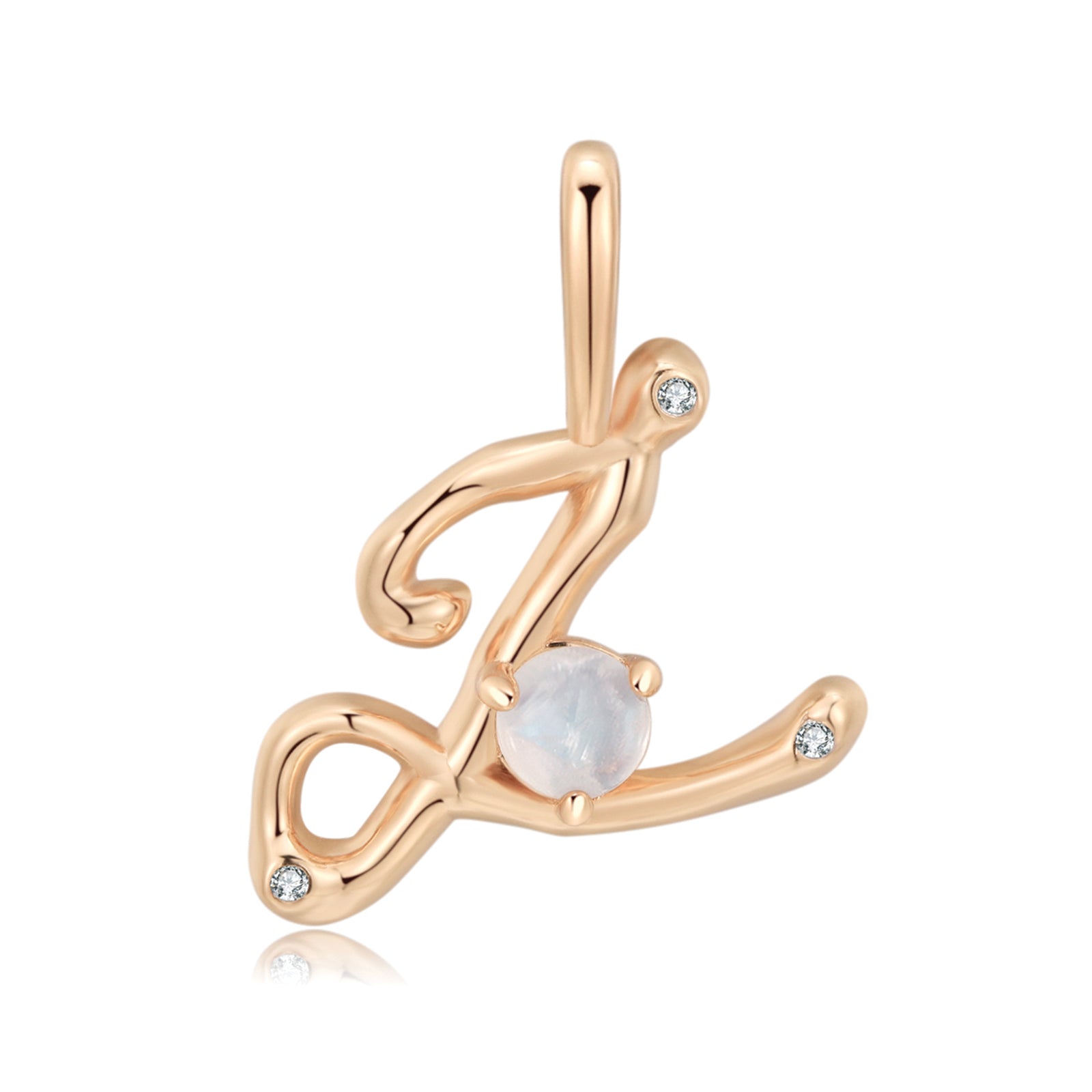 Moonstone Gold Letter Pendant - A to Z