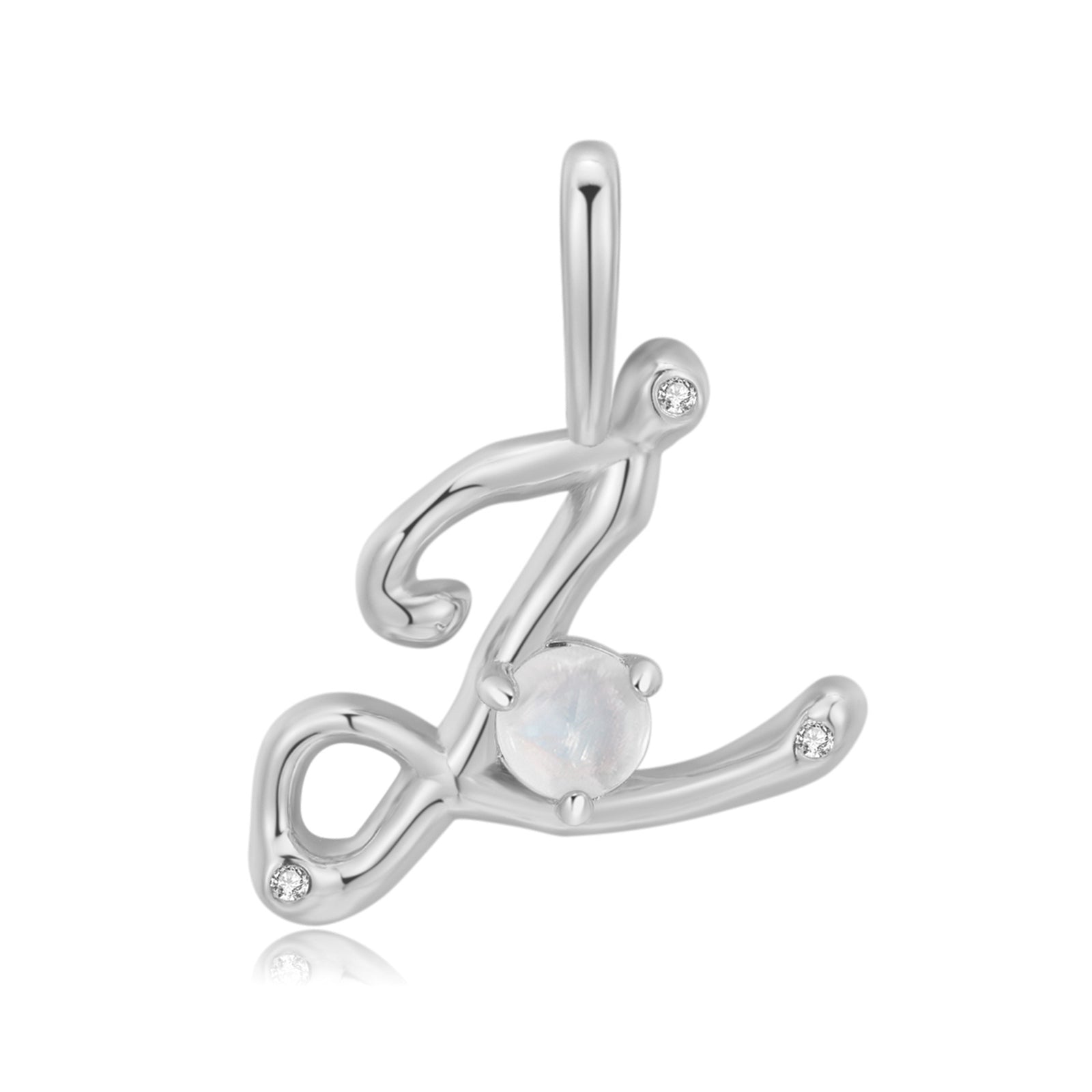 Moonstone Silver Letter Pendant - A to Z