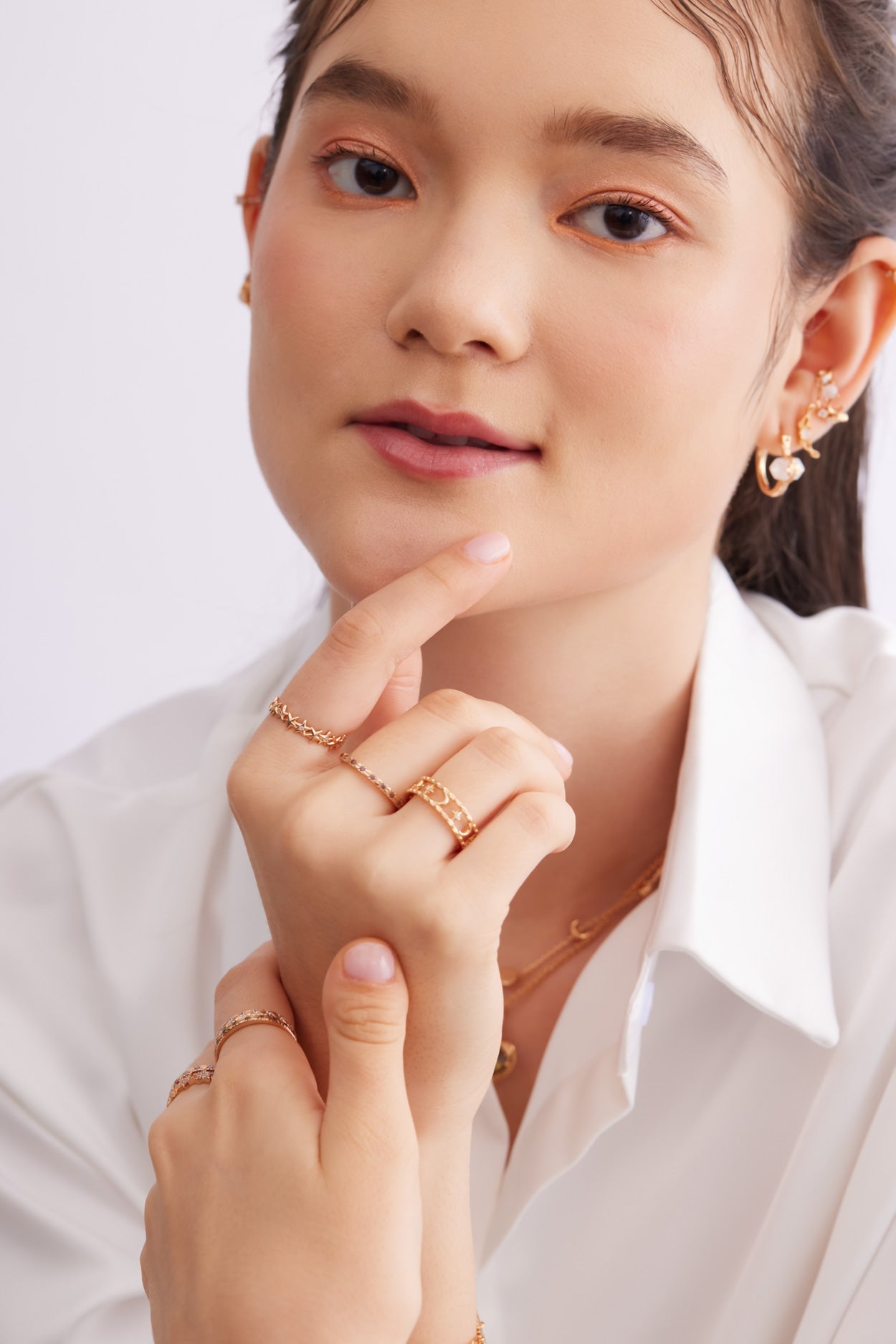 Rosy Brown Gold Dainty Ring - Celestial