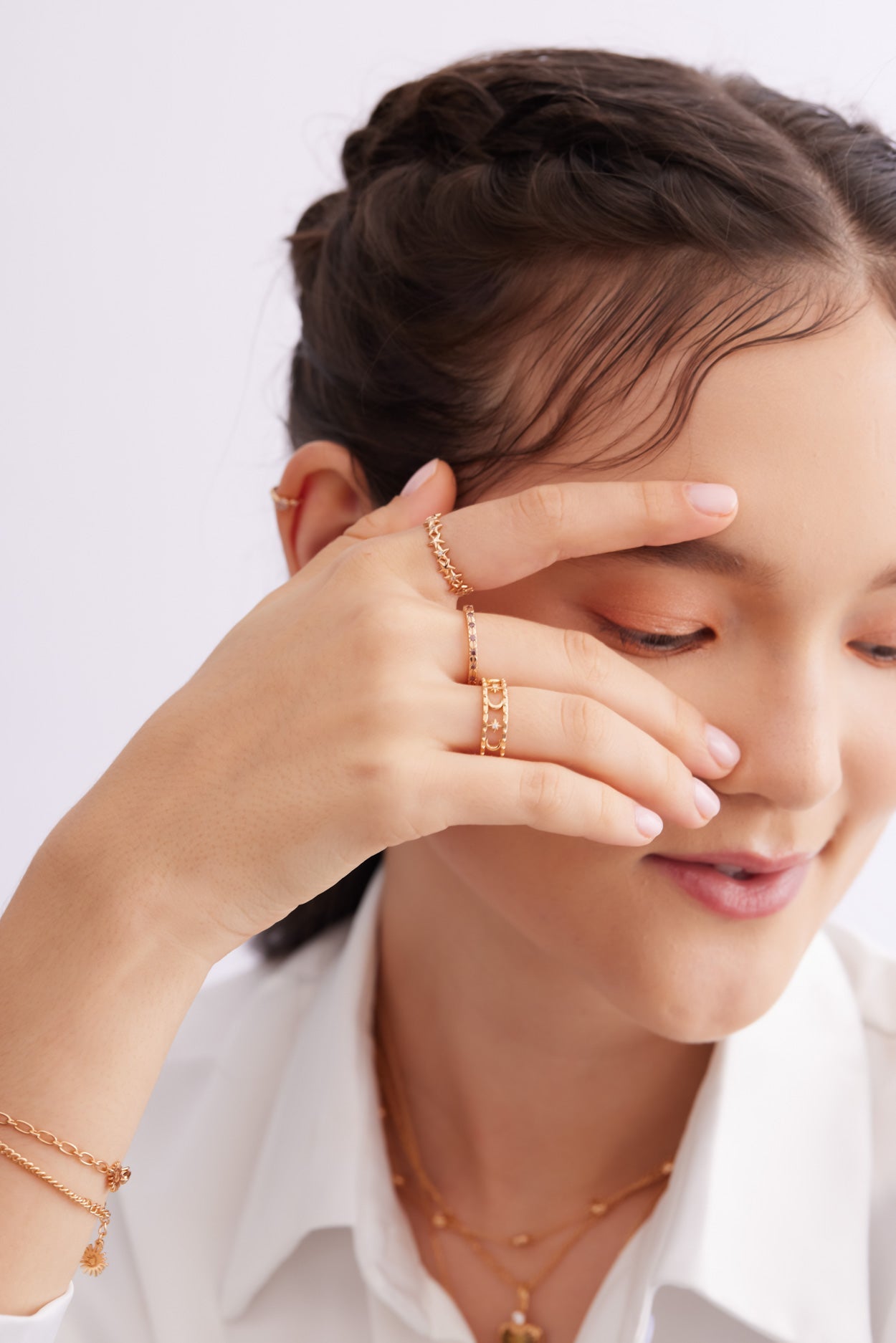 Rosy Brown Gold Dainty Ring - Celestial