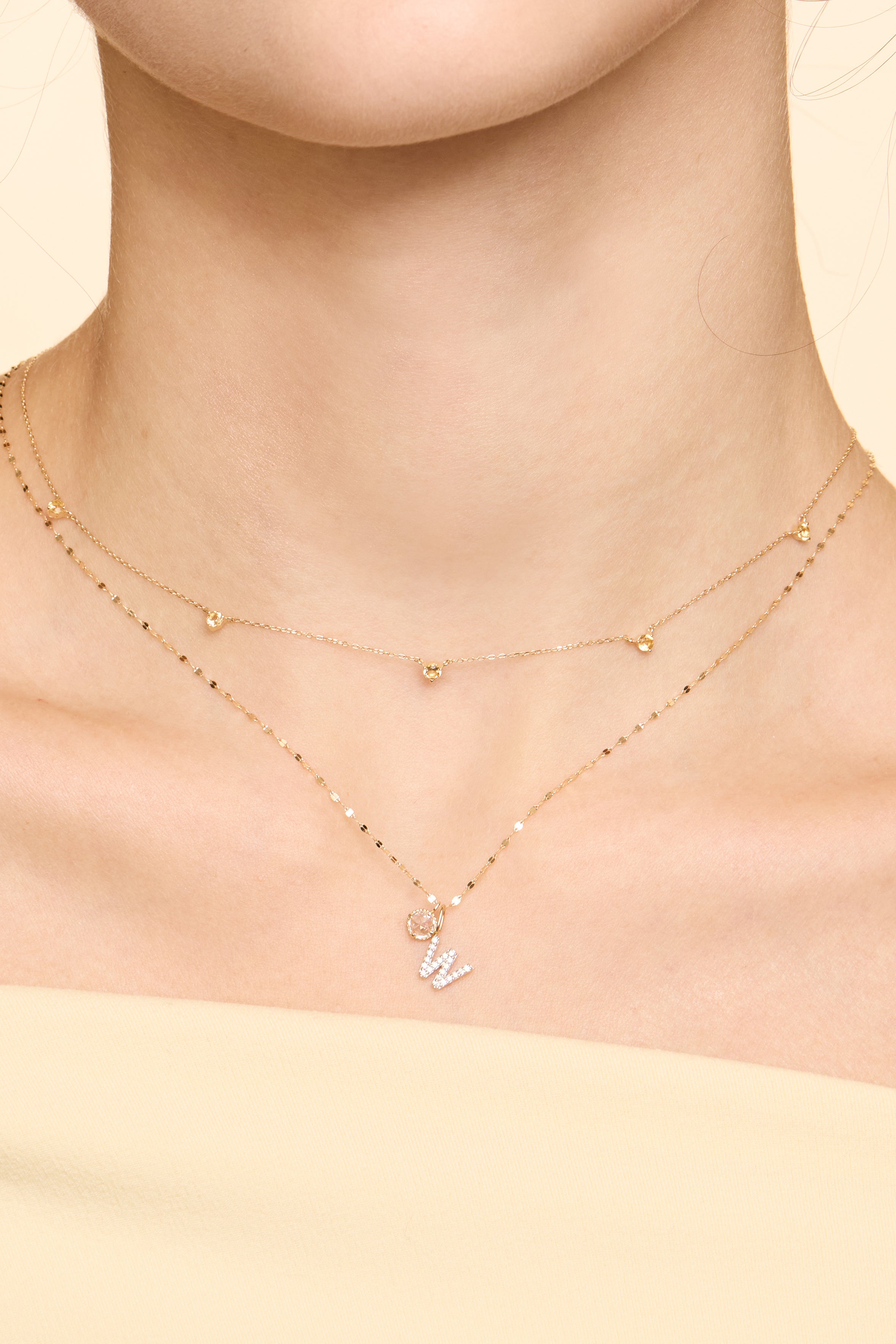 14K Gold Diamond Initial Pendant