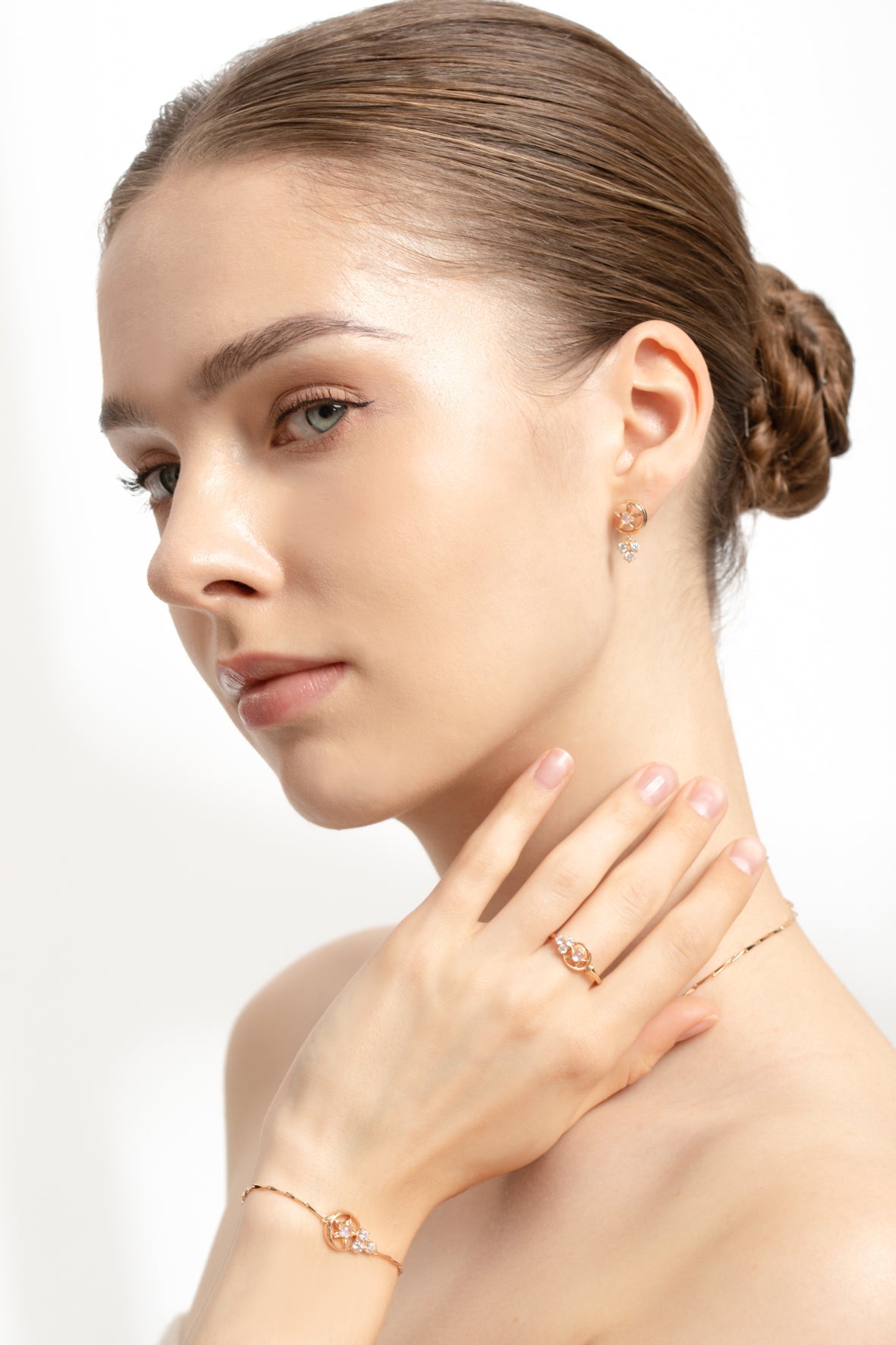 Moonstone Gold Moon & Star Earrings - Celeste