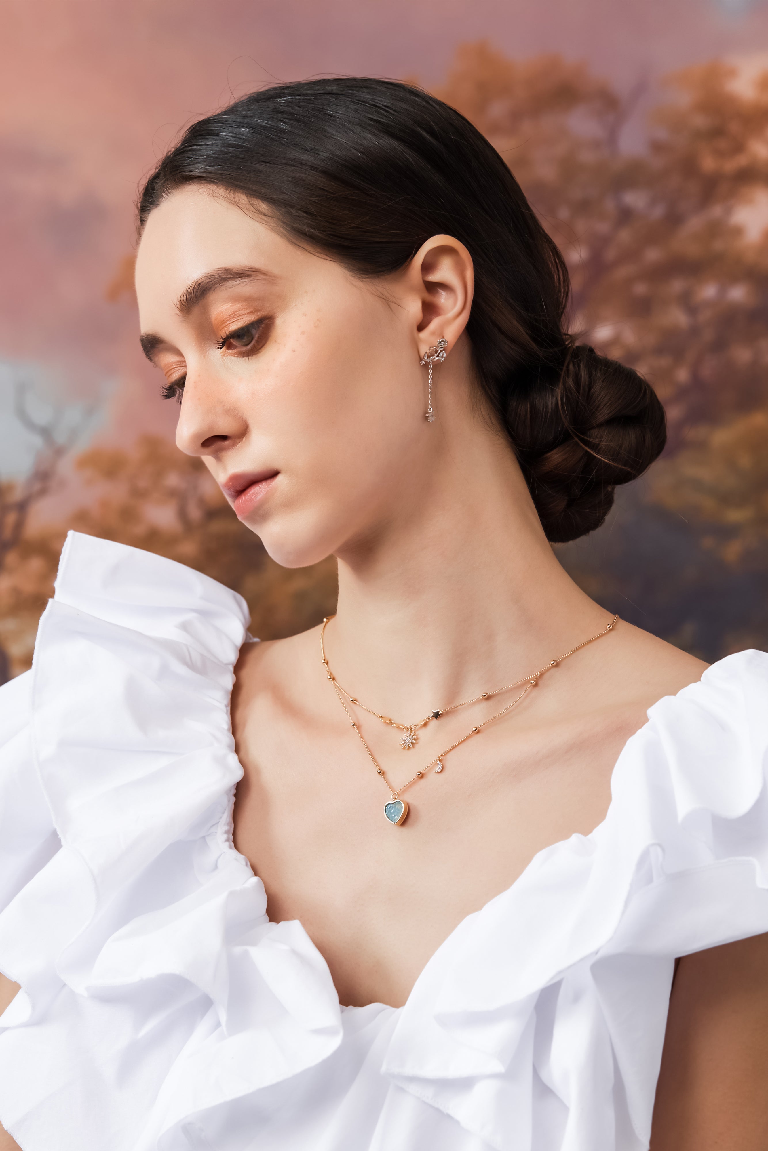 Sky Blue Druzy Gold Layered Necklace - Love Note