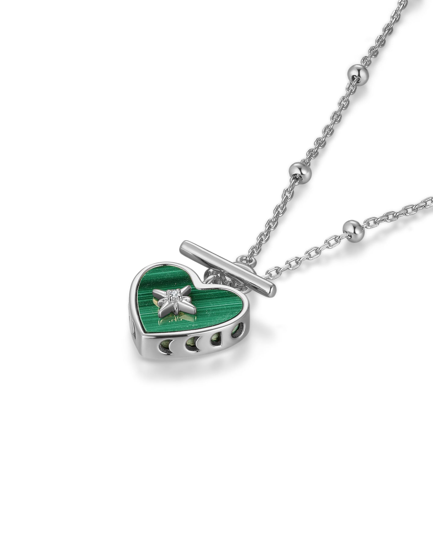 Malachite Silver Toggle Necklace - Lover