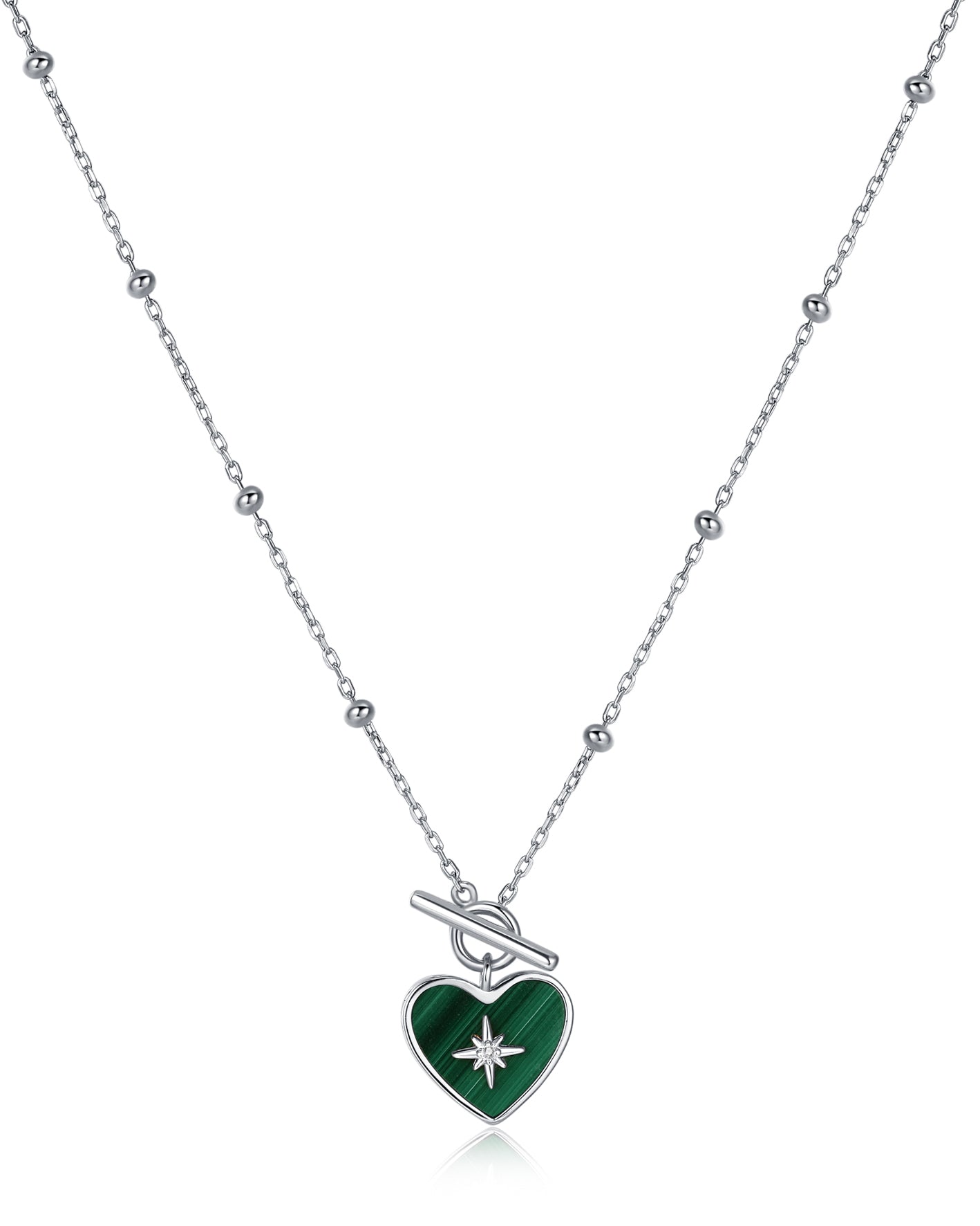 Malachite Silver Toggle Necklace - Lover