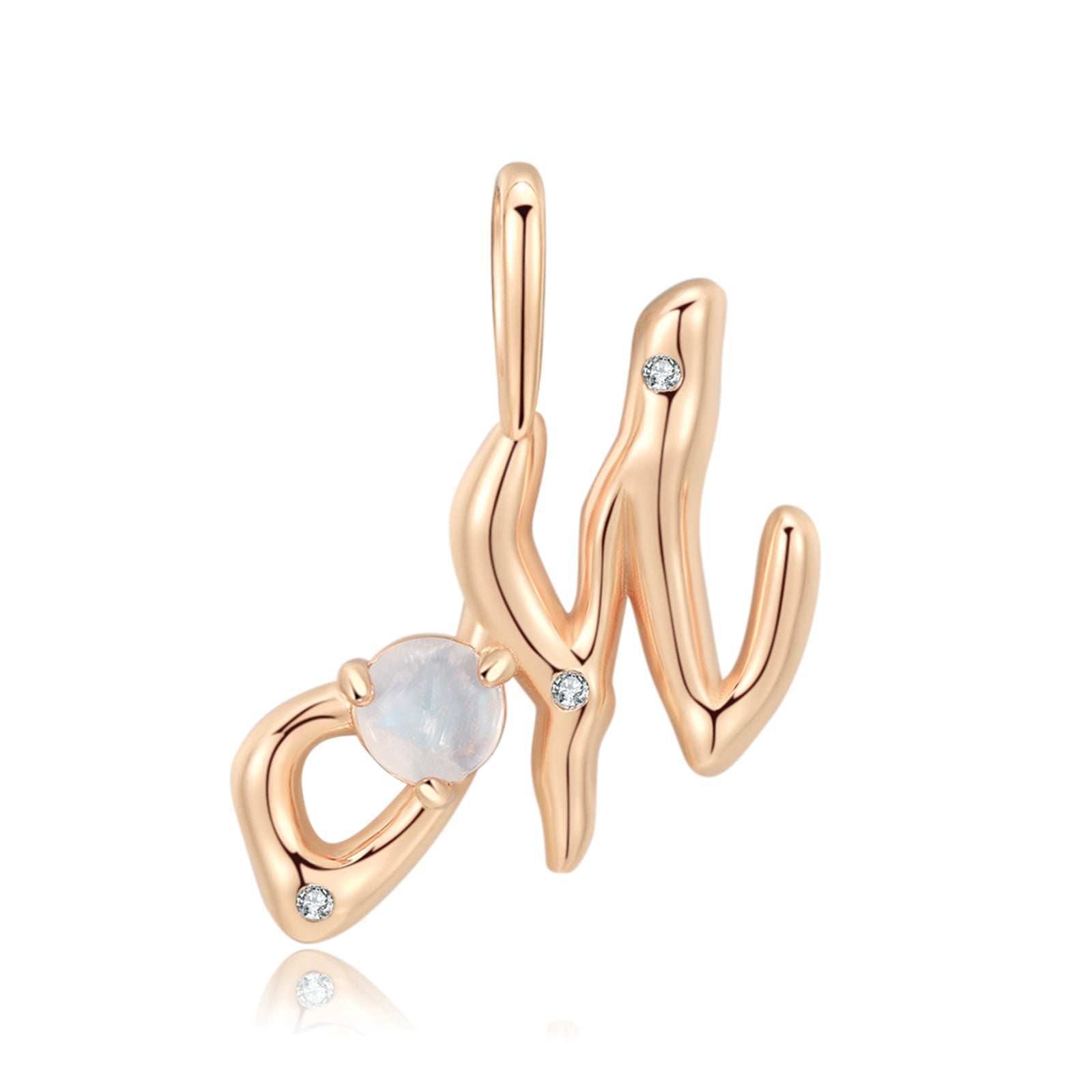 Moonstone Gold Letter Pendant - A to Z