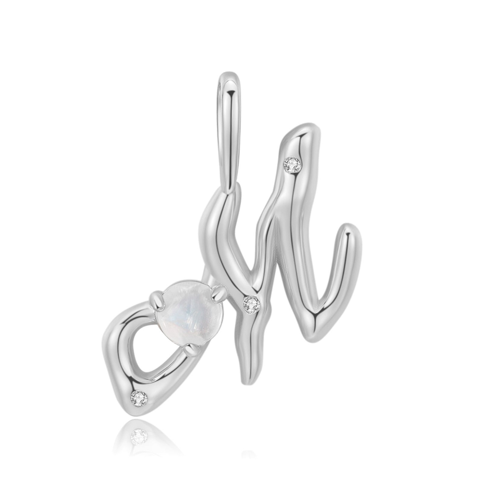 Moonstone Silver Letter Pendant - A to Z