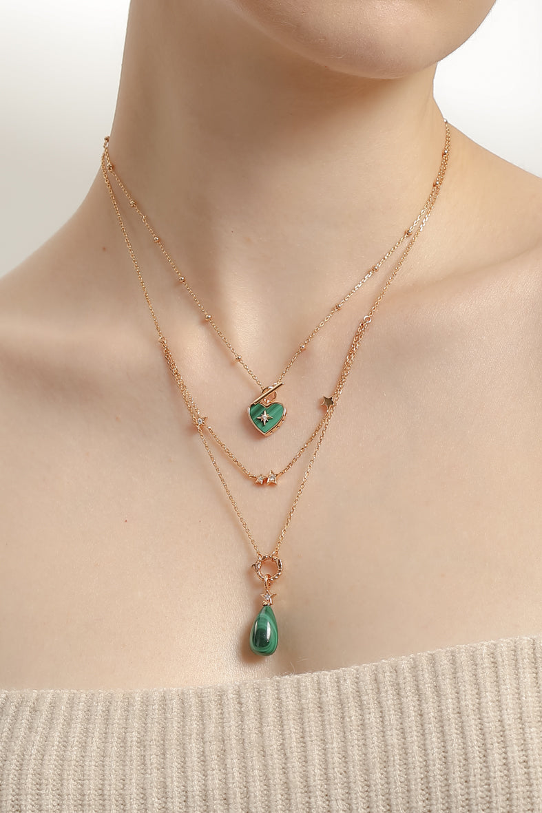 Malachite Gold Toggle Necklace - Lover