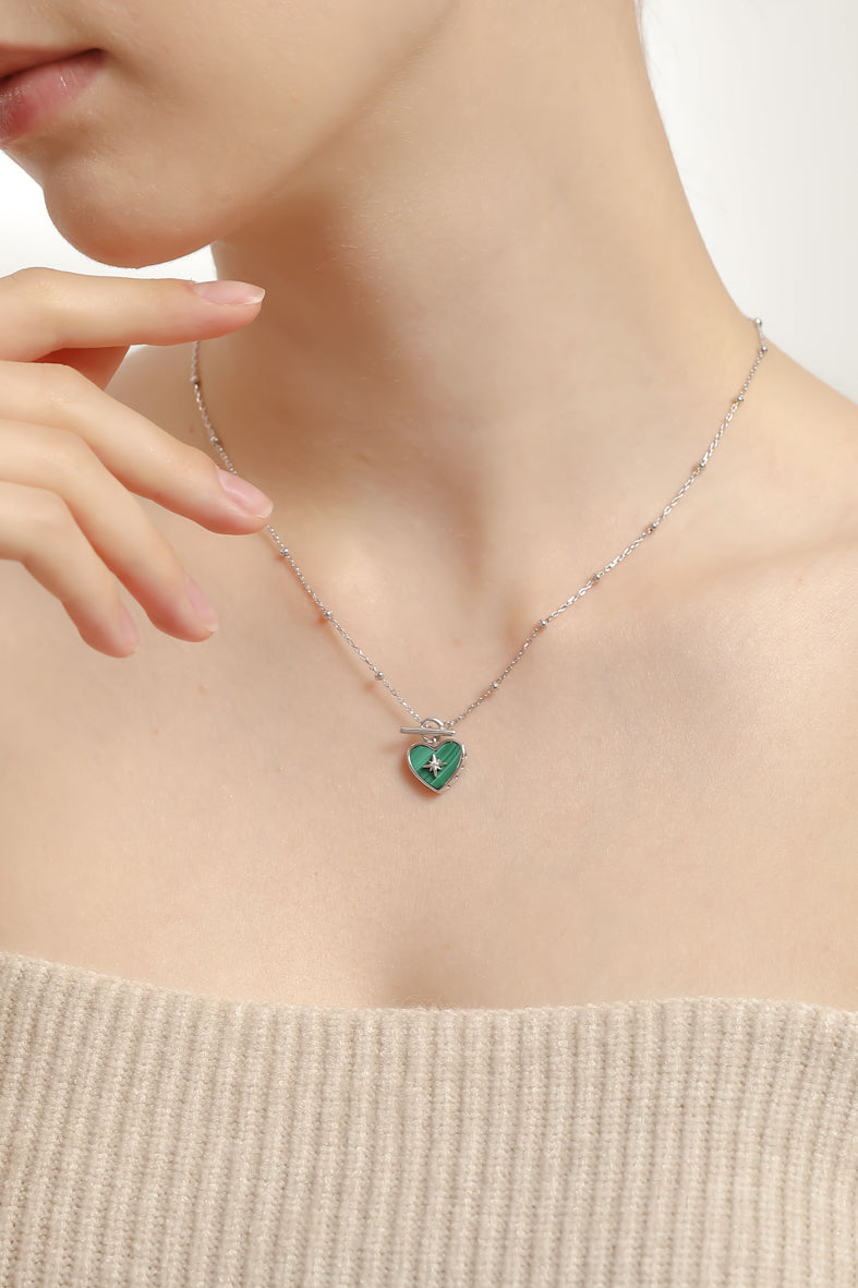 Malachite Silver Toggle Necklace - Lover