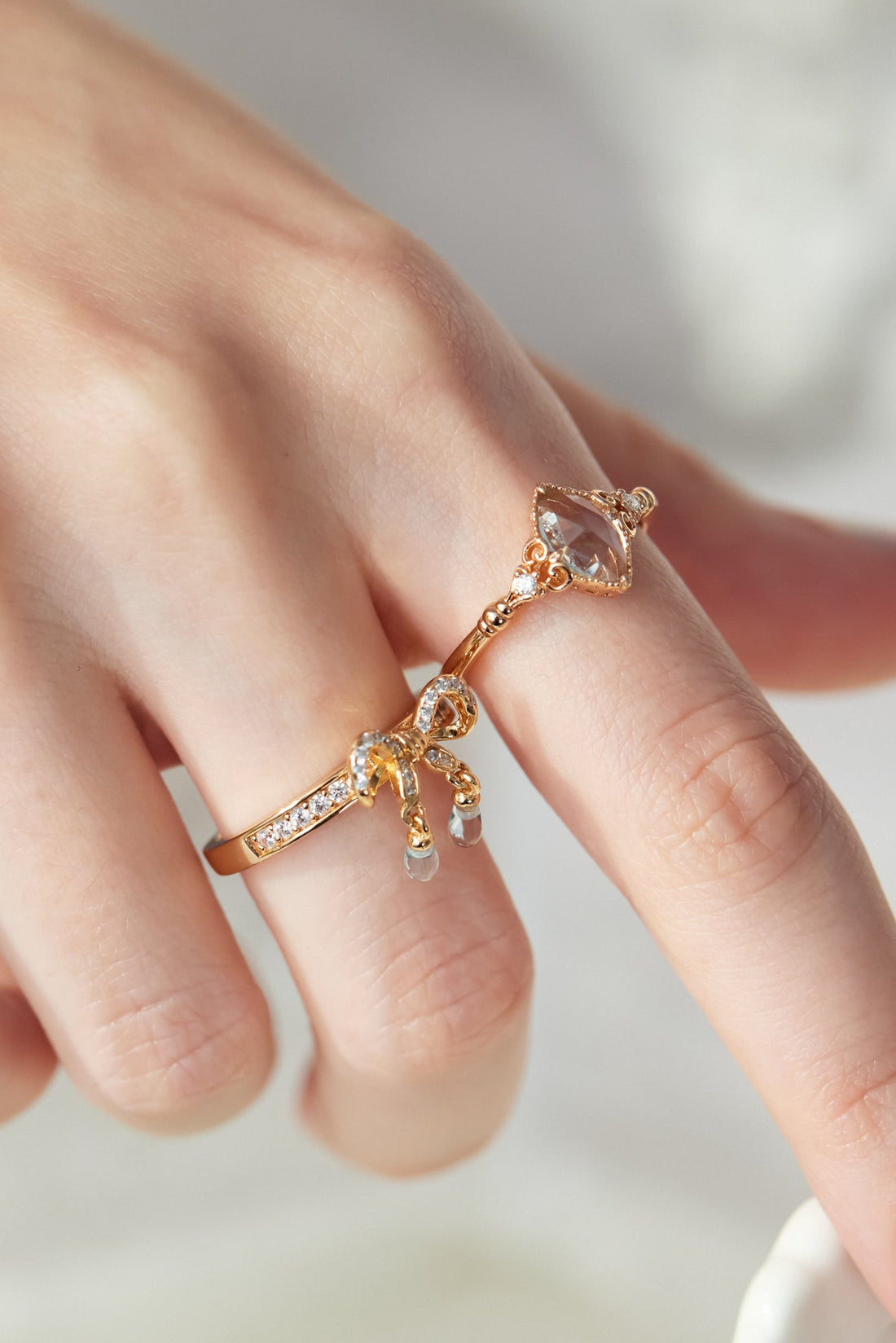 Marquise Blue Topaz Gold Ring - Symphony