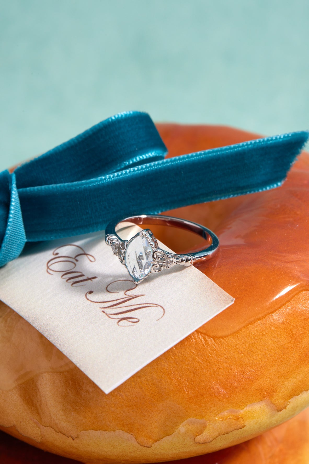 Marquise Blue Topaz Silver Ring - Symphony