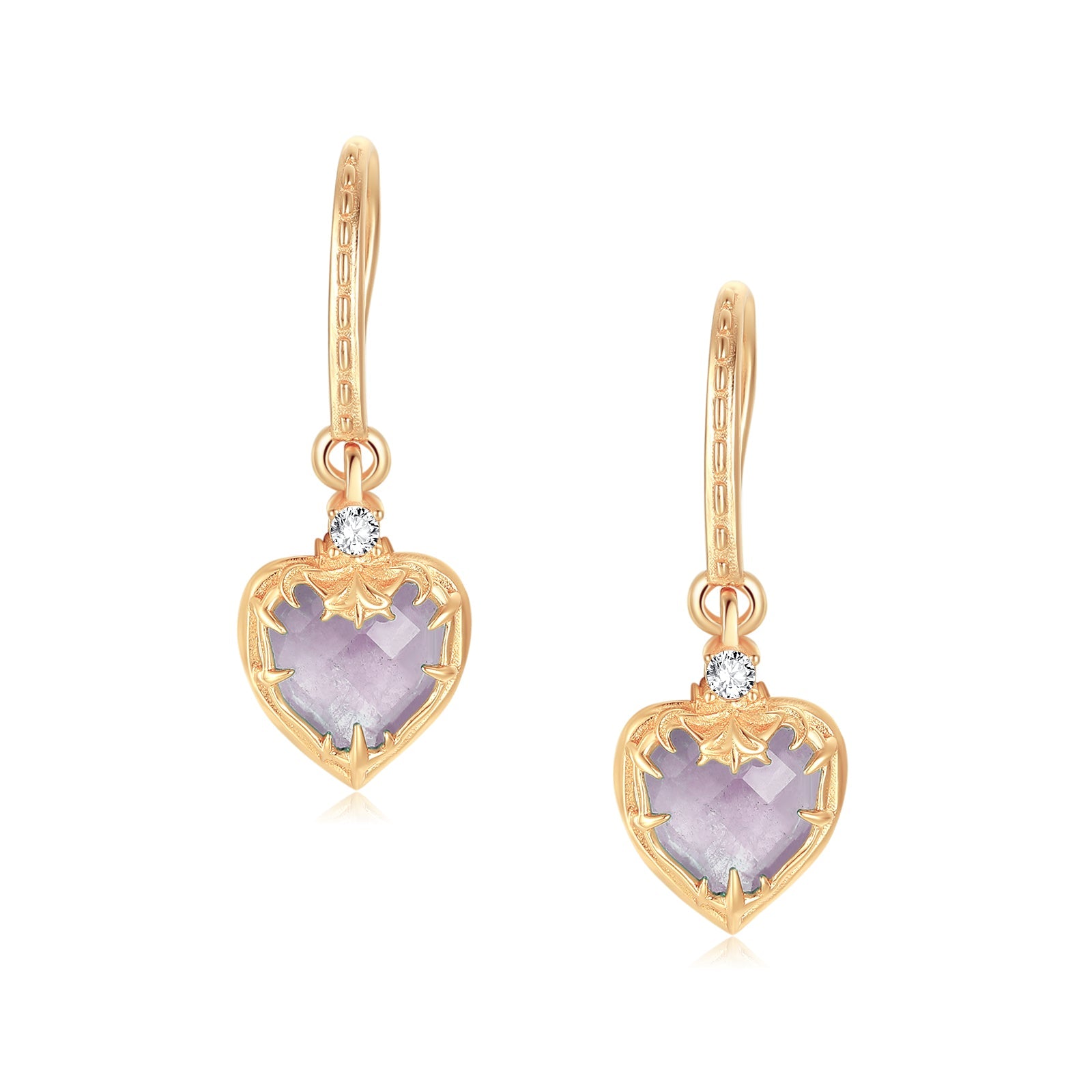 Lavender Quartz Gold Earrings - Miracle