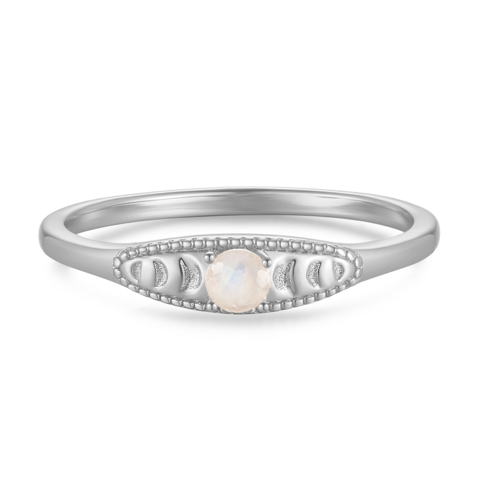 Moonstone Silver Moon Phases Ring - Moonbeam