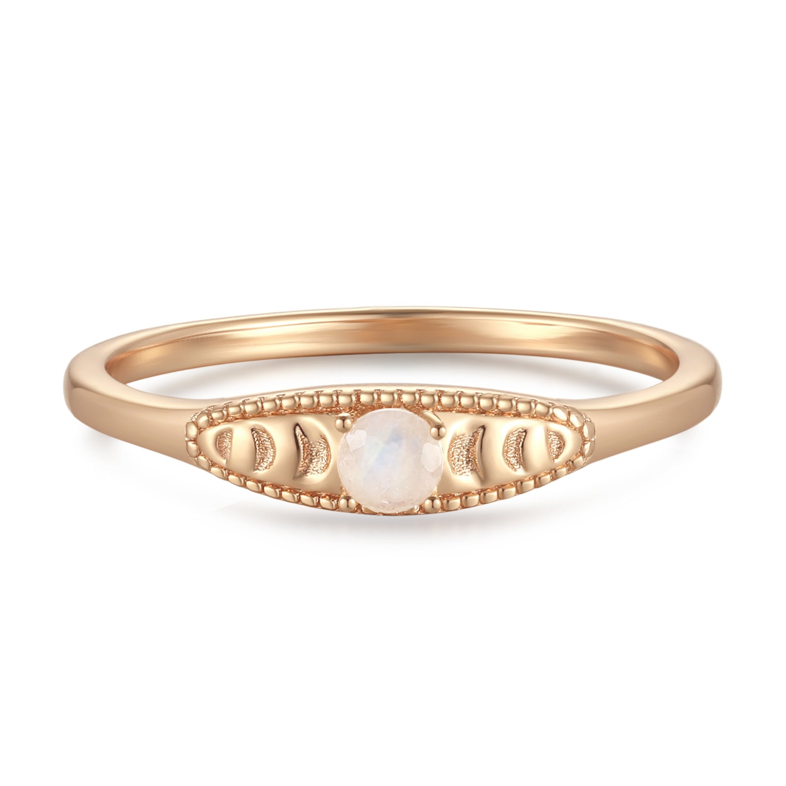 Moonstone Gold Moon Phases Ring - Moonbeam
