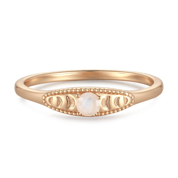 Moonstone Gold Moon Phases Ring - Moonbeam