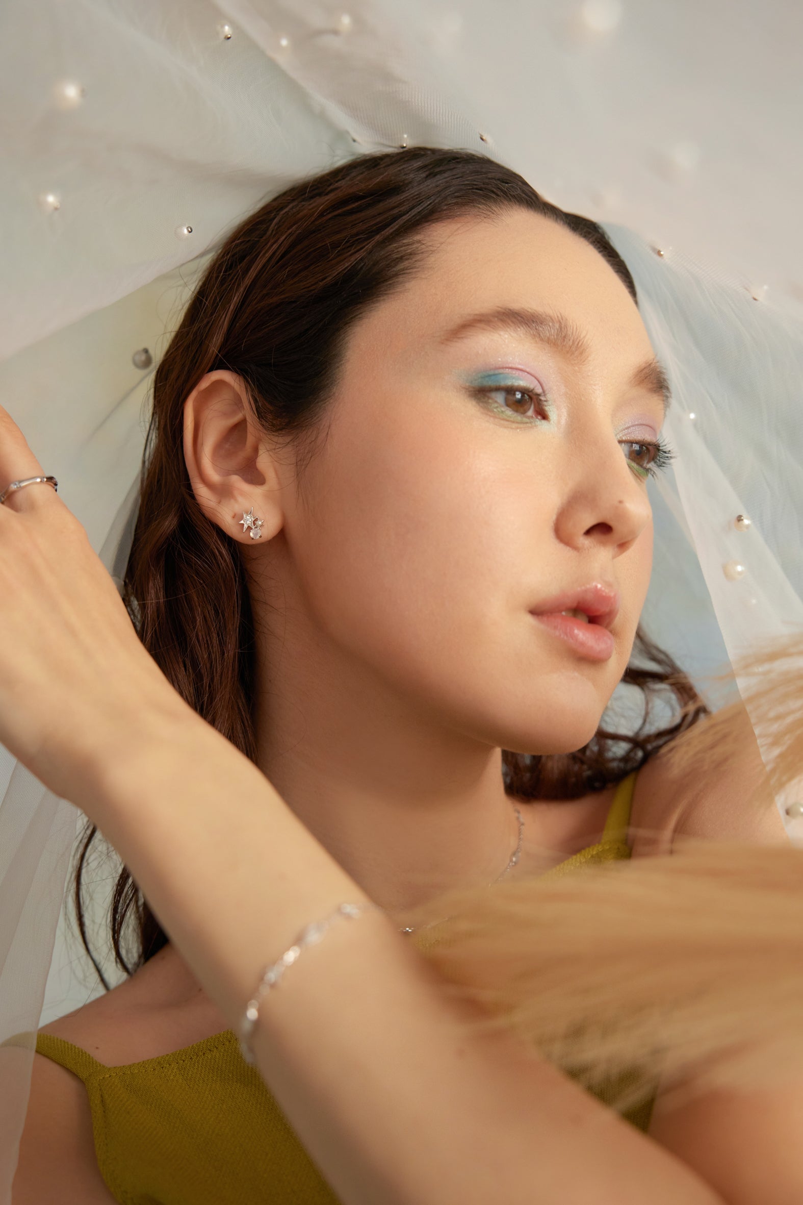 Moonstone & Pearl Silver Star Stud Earrings - Lullaby