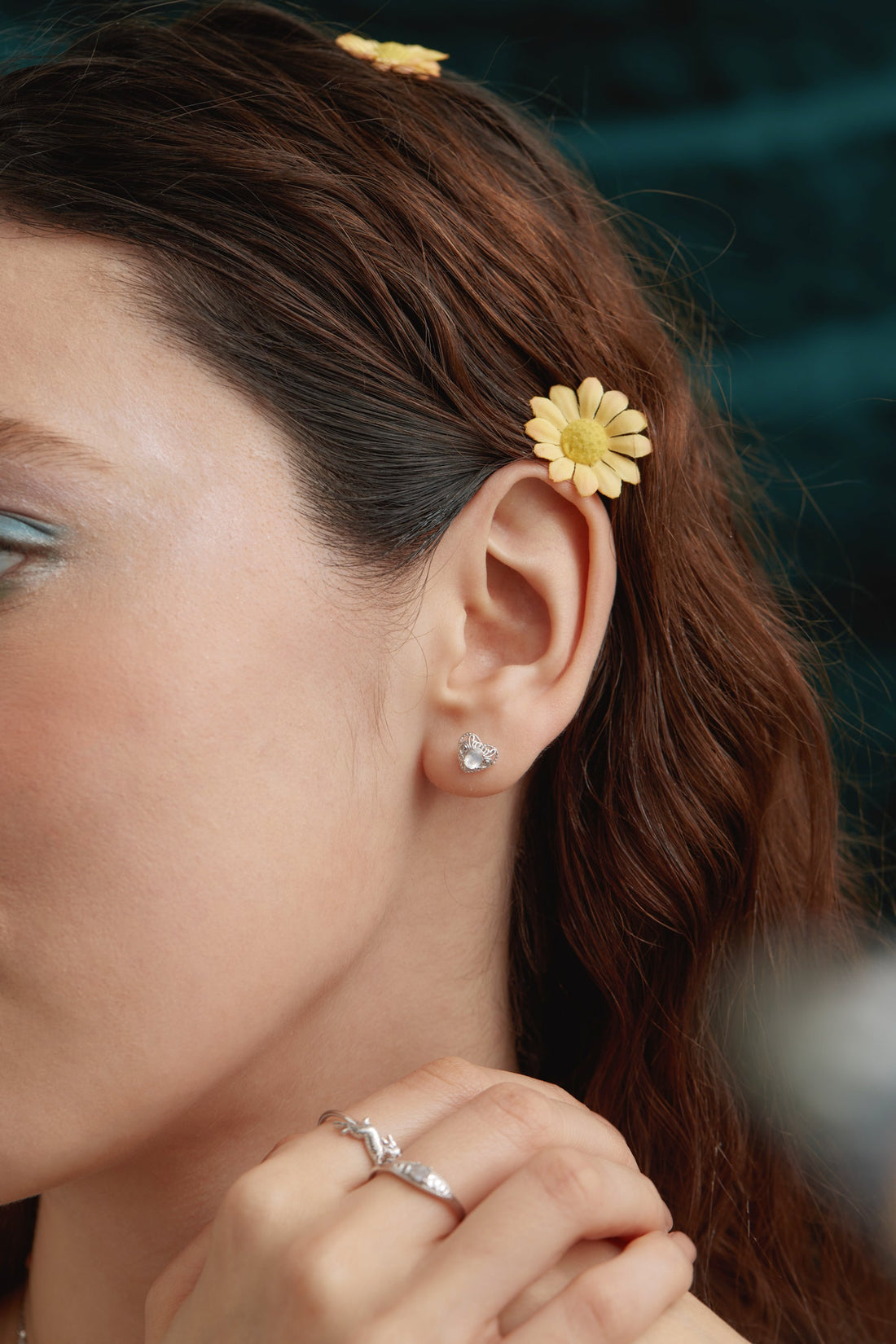 Moonstone Silver Heart Stud Earrings - Majesty