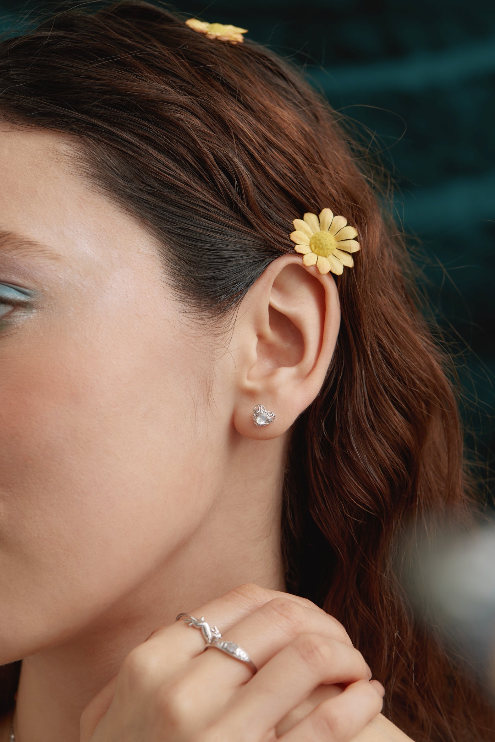 Moonstone Silver Heart Stud Earrings - Majesty