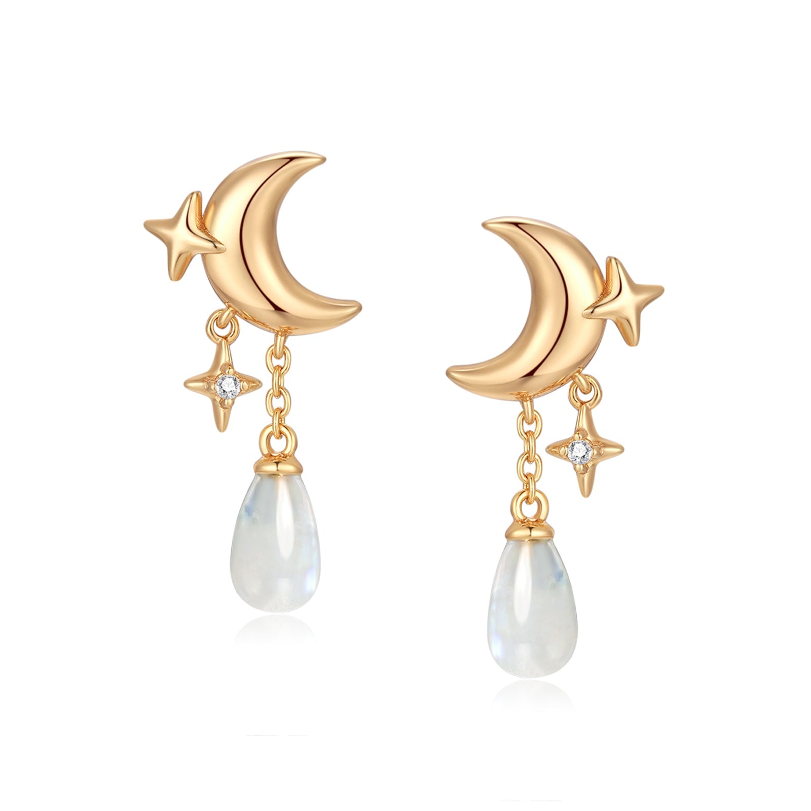 Moonstone Gold Dangle Earrings - Moonlit