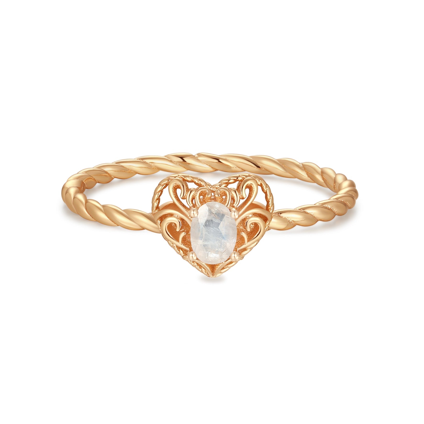 Moonstone Gold Heart Ring - Majesty