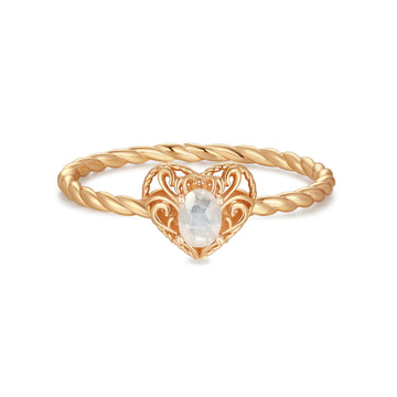 Moonstone Gold Heart Ring - Majesty