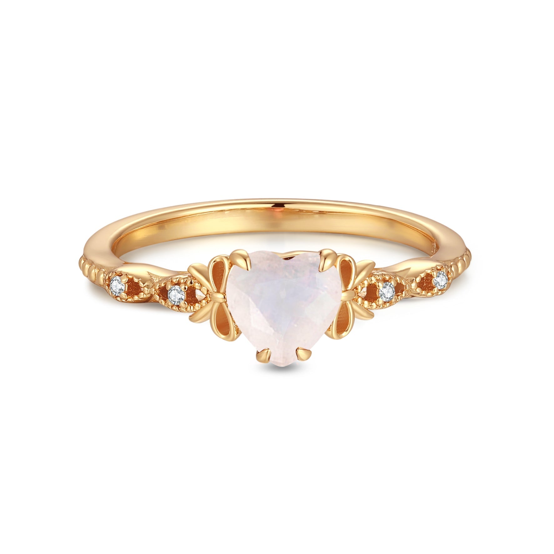 Moonstone Gold Heart Ring - Treasure
