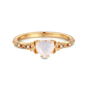 Moonstone Gold Heart Ring - Treasure