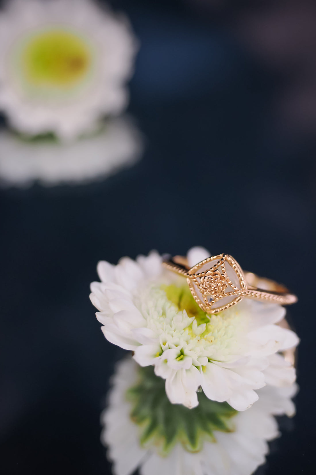 Moonstone Gold Ring - Water Lily