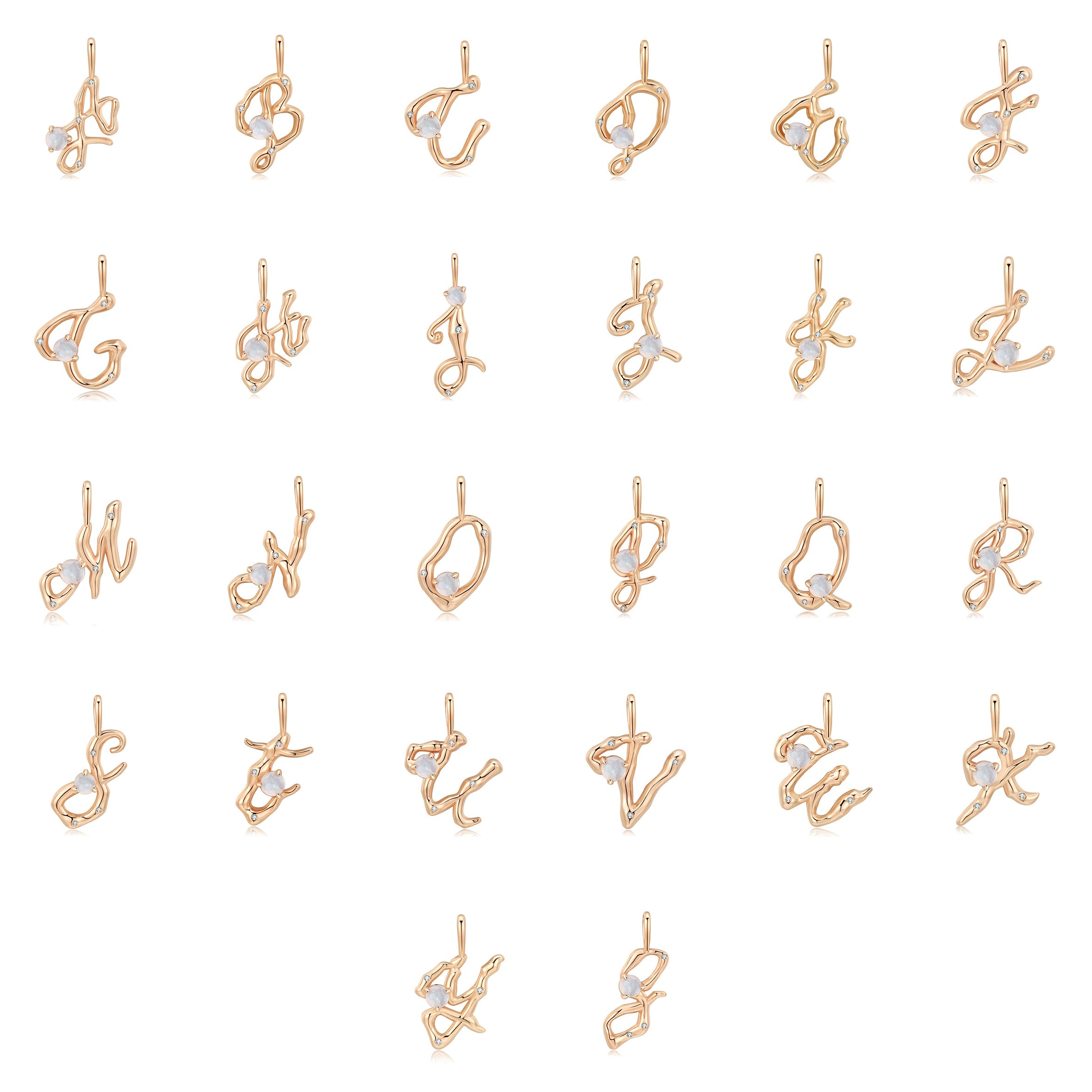 Moonstone Gold Letter Pendant - A to Z