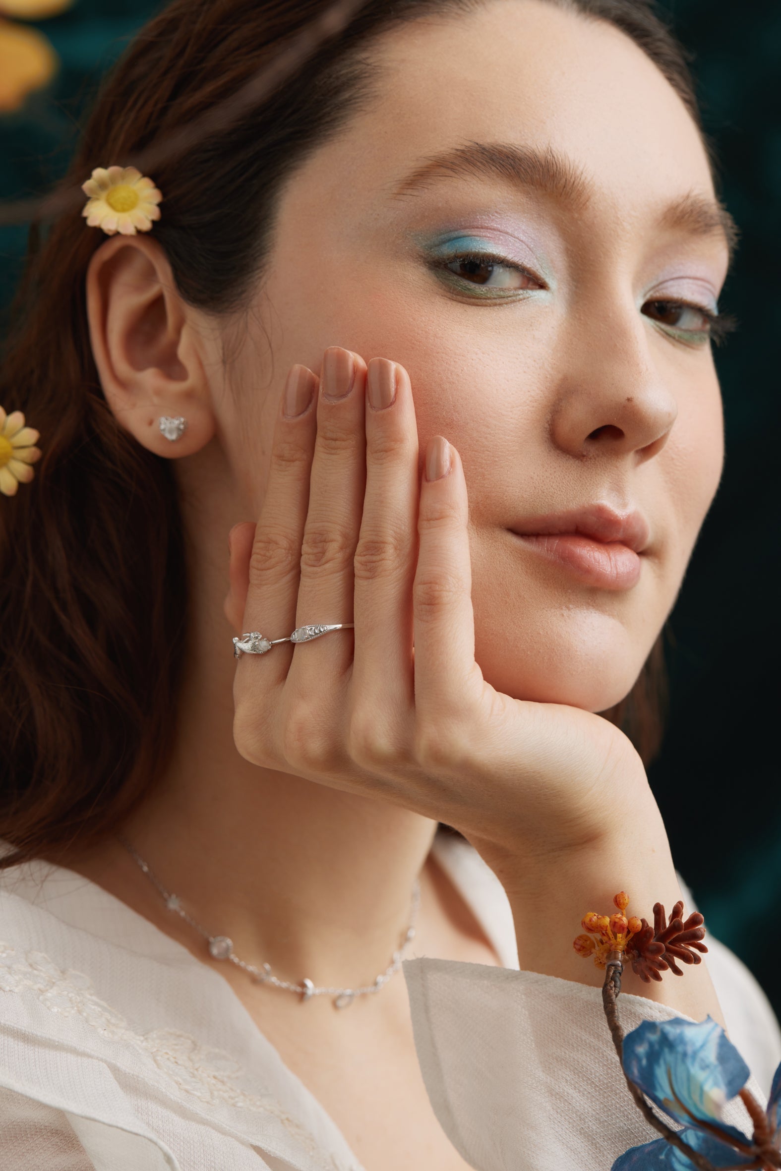 Moonstone Silver Moon Phases Ring - Moonbeam