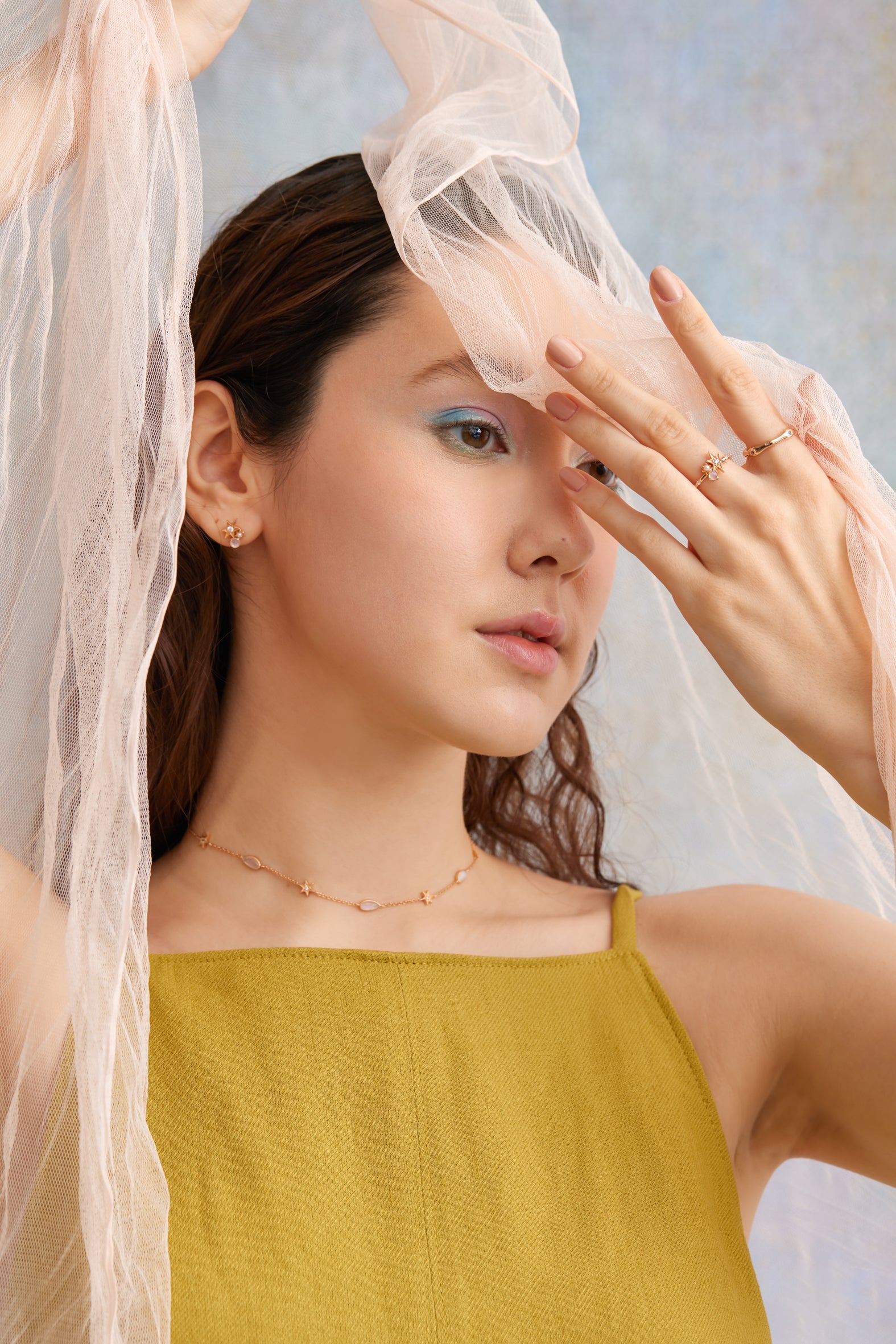 Moonstone & Pearl Gold Star Stud Earrings - Lullaby