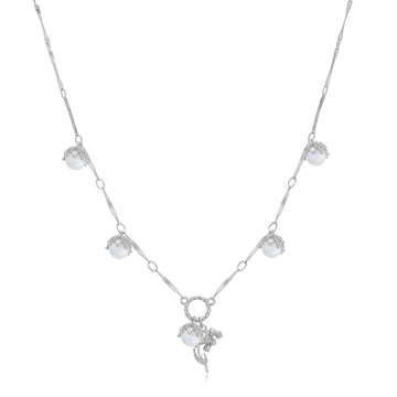 Moonstone Silver Dangle Choker - Lily of the Valley