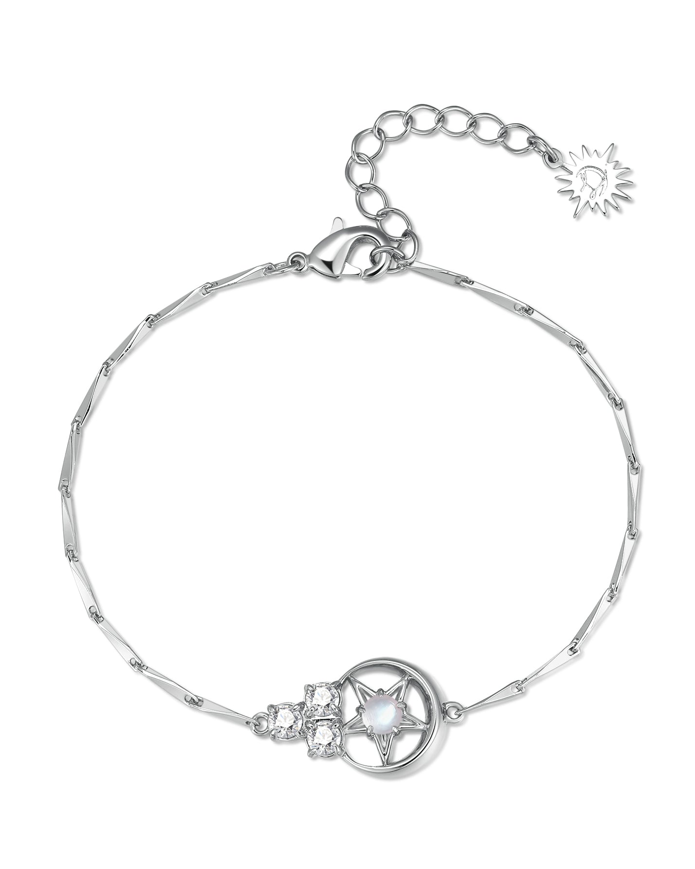 Moonstone Silver Moon & Star Bracelet - Celeste