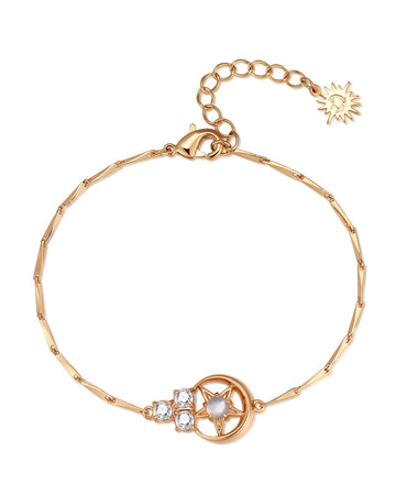 Moonstone Gold Moon & Star Bracelet - Celeste