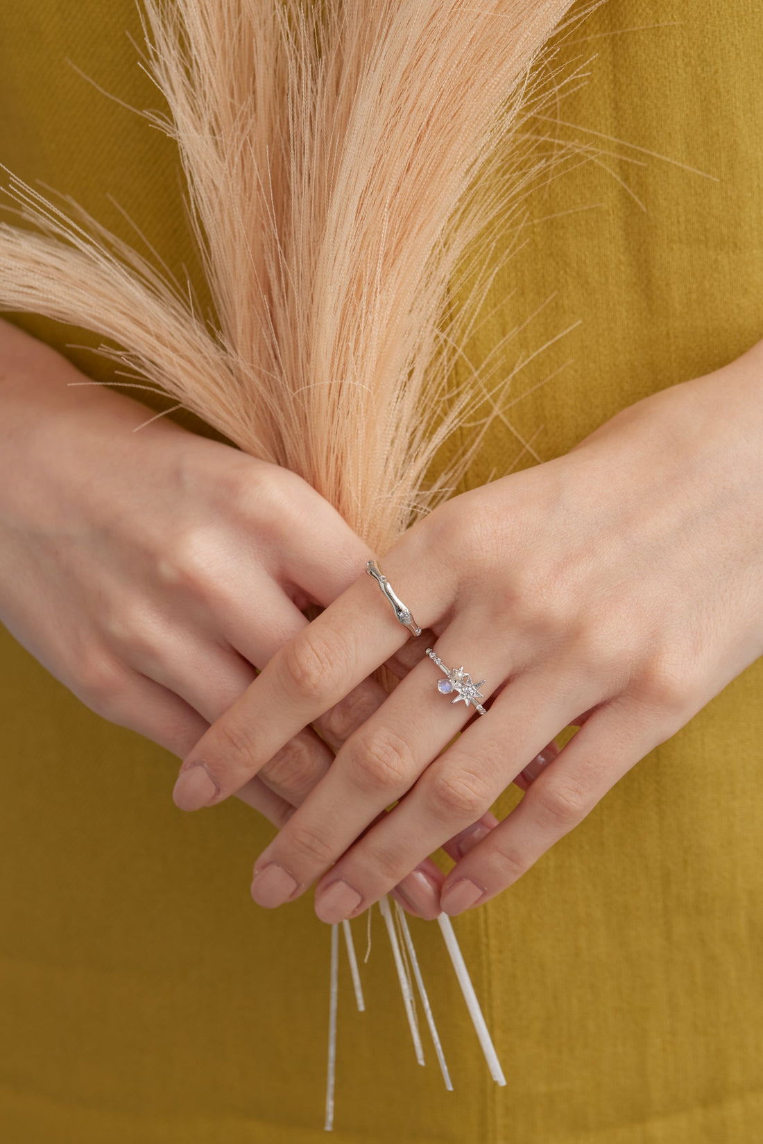 Moonstone & Pearl Silver Star Ring - Lullaby