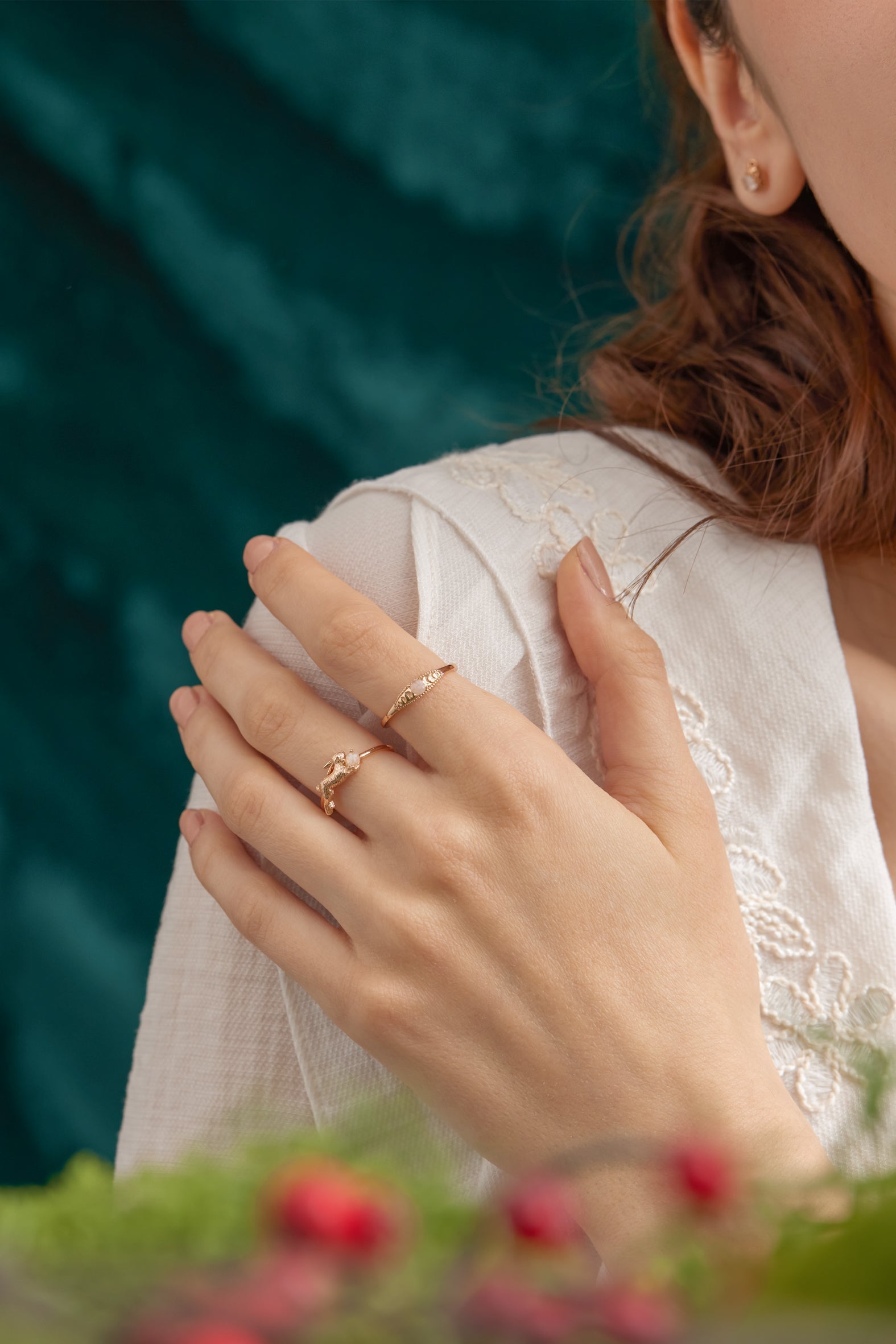 Moonstone Gold Moon Phases Ring - Moonbeam