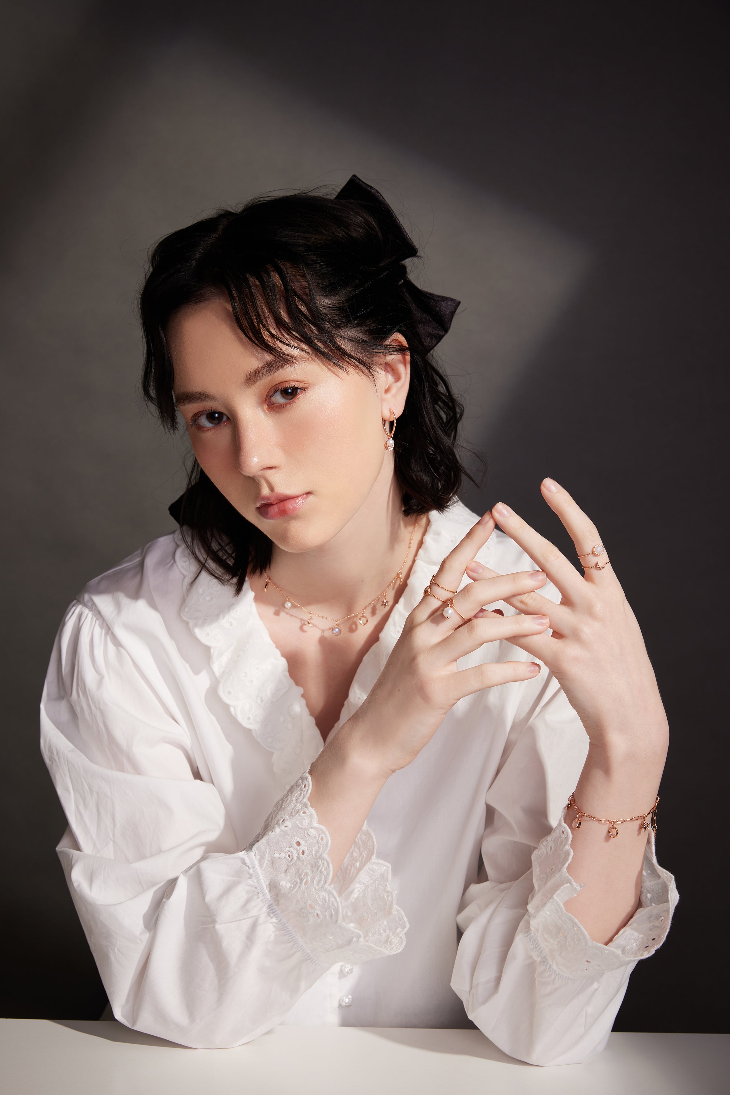 Moonstone & Freshwater Pearl Gold Link Bracelet - Moonlight