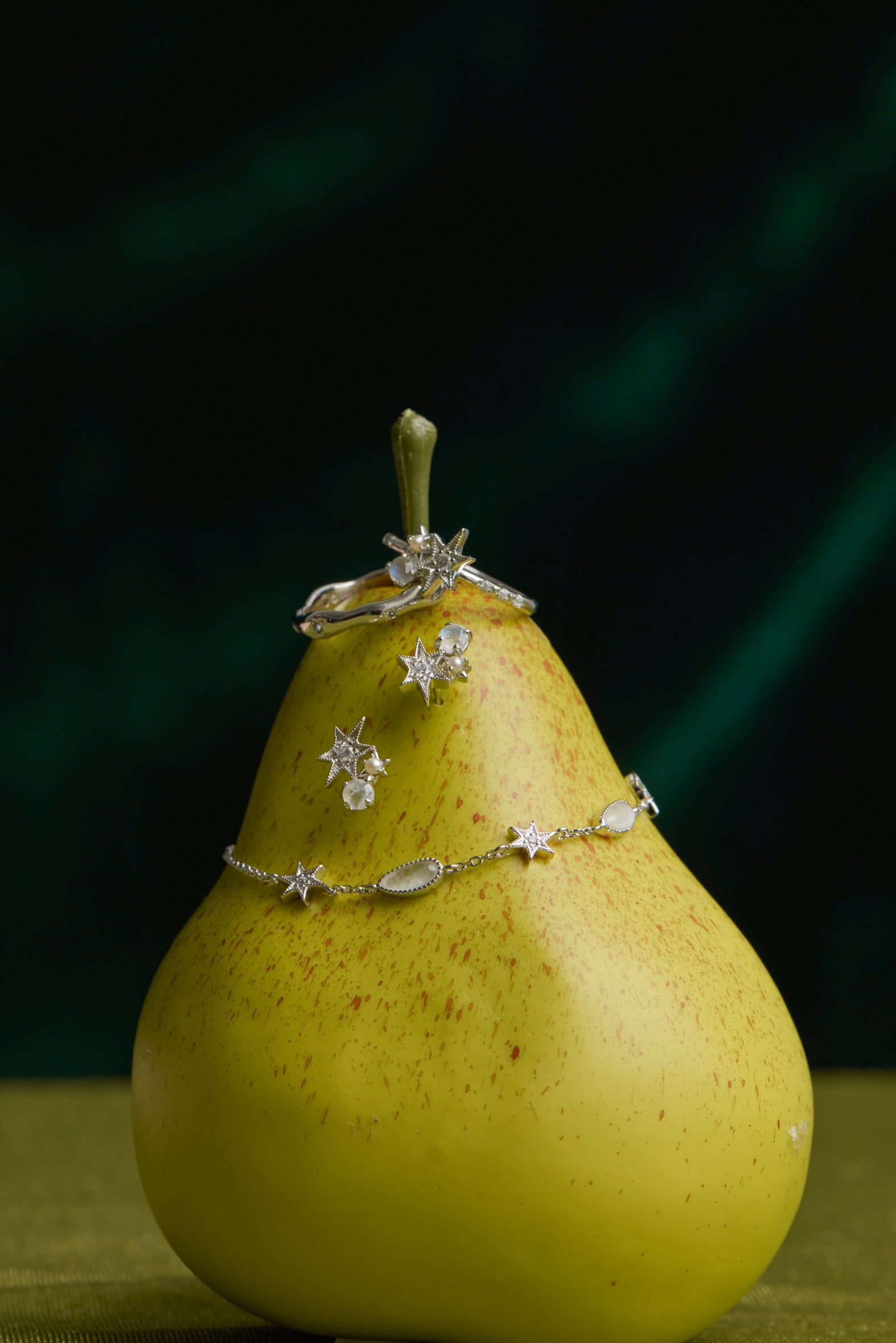 Moonstone & Pearl Silver Star Ring - Lullaby