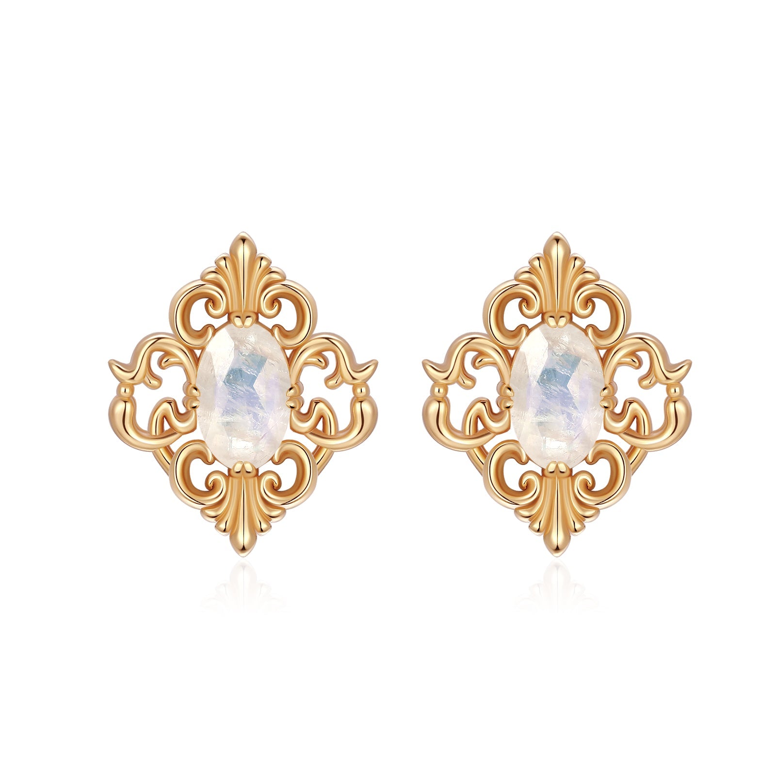 Moonstone & Pearl Gold Drop Earrings - Bewitched