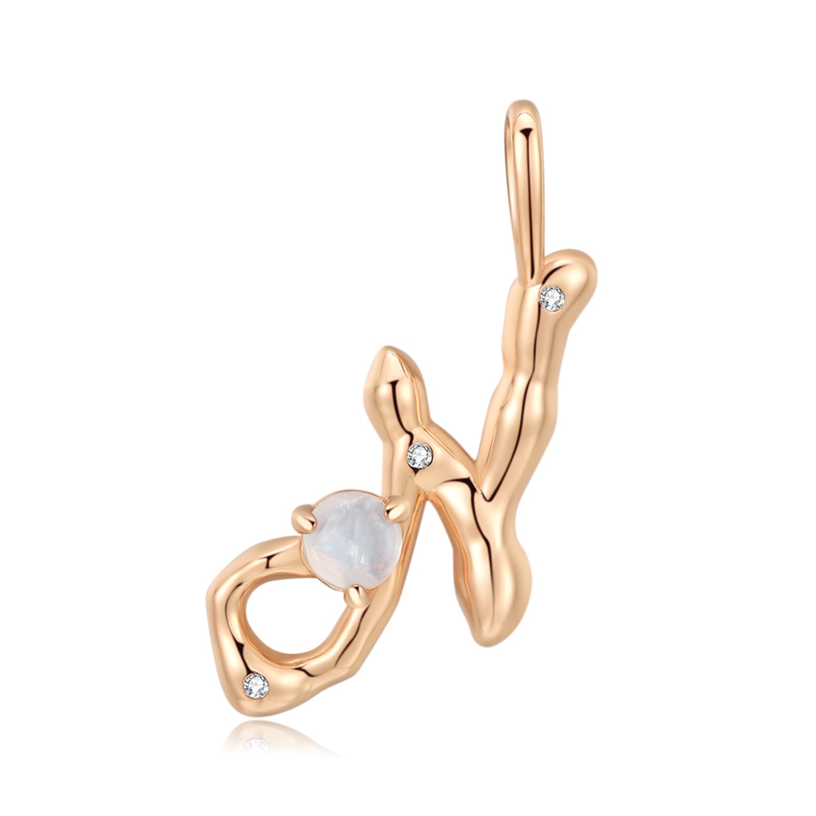 Moonstone Gold Letter Pendant - A to Z