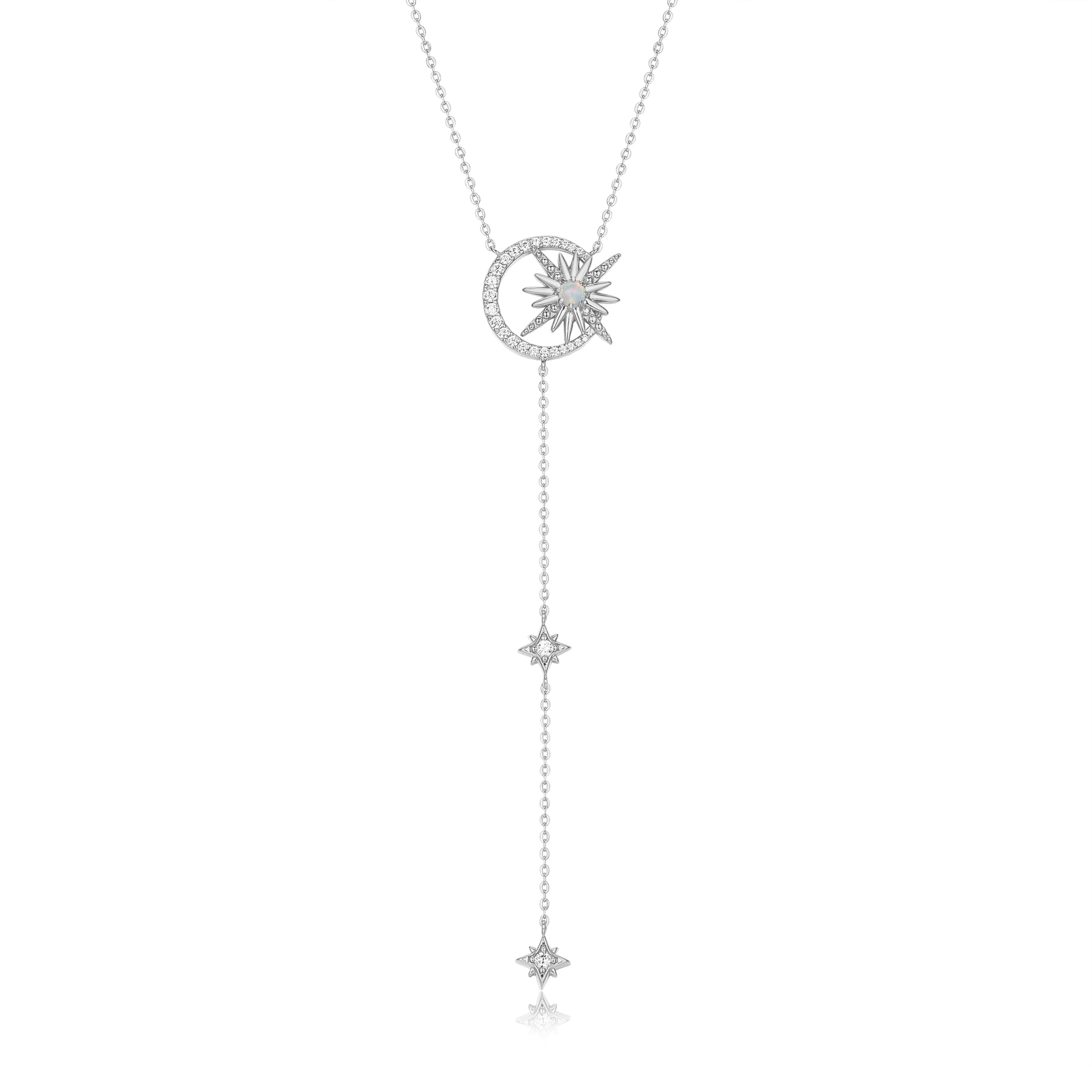 Opal Silver Lariat Necklace - New Eclipse