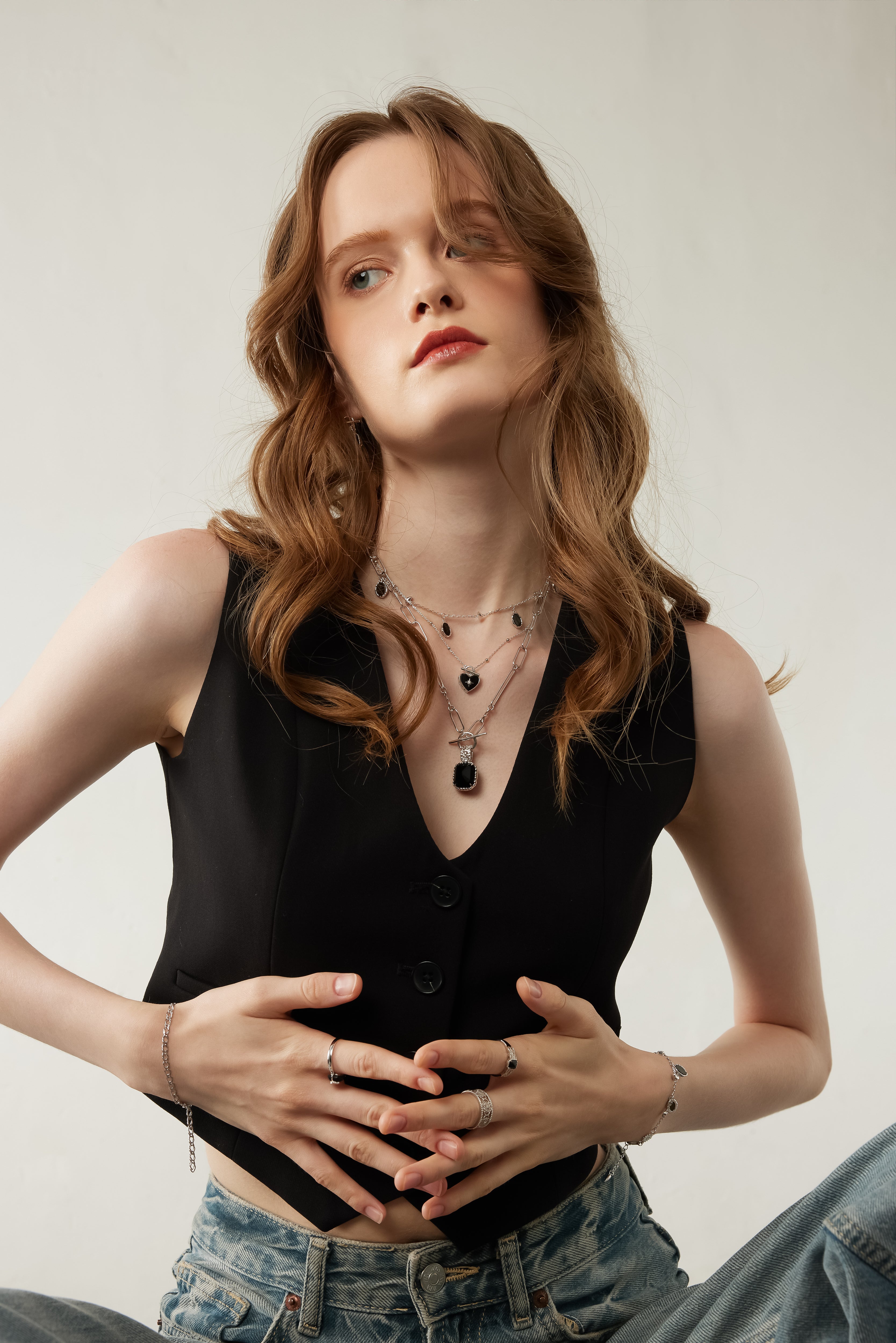 Obsidian Silver Toggle Necklace - Lover