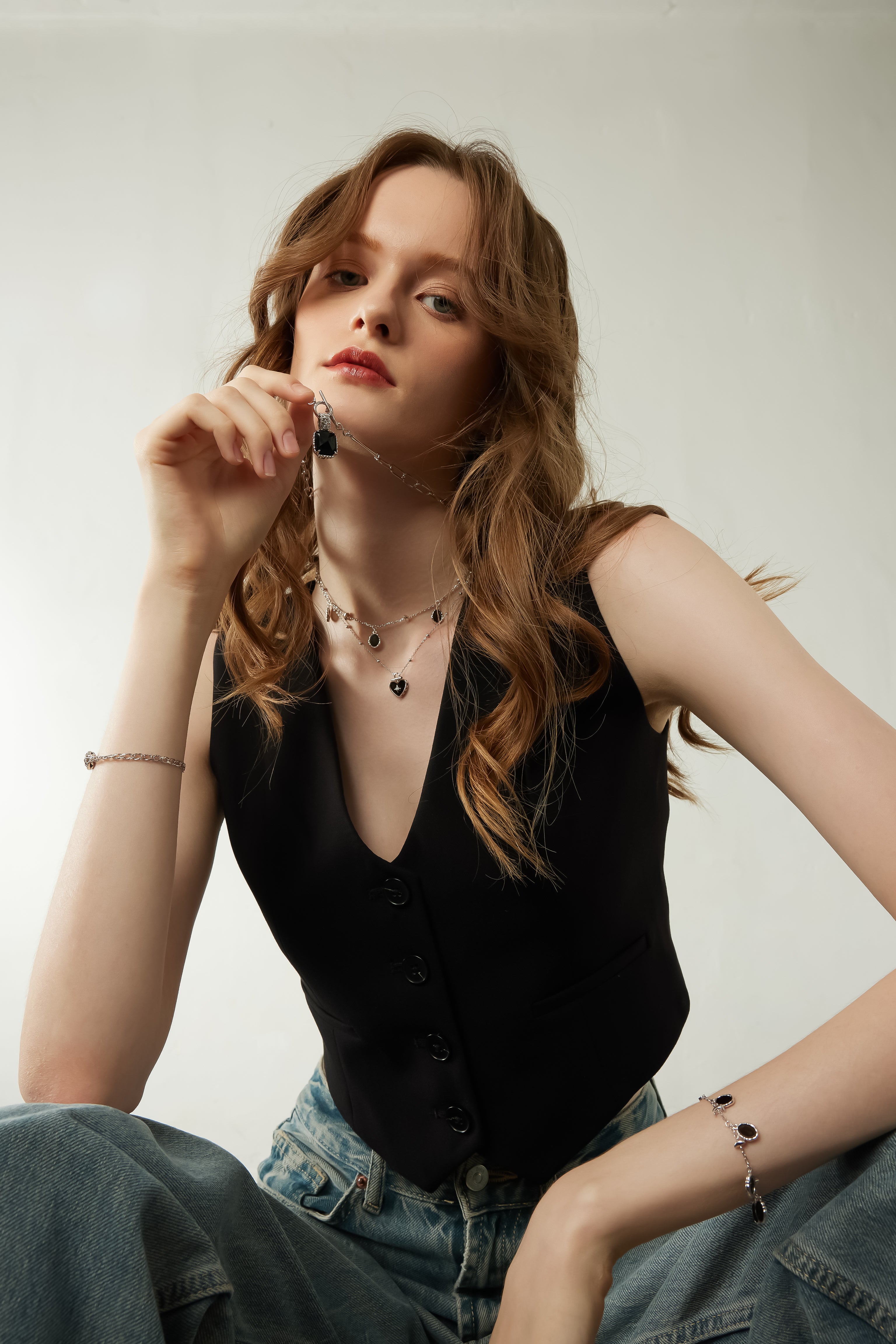 Obsidian Silver Toggle Necklace - Lover