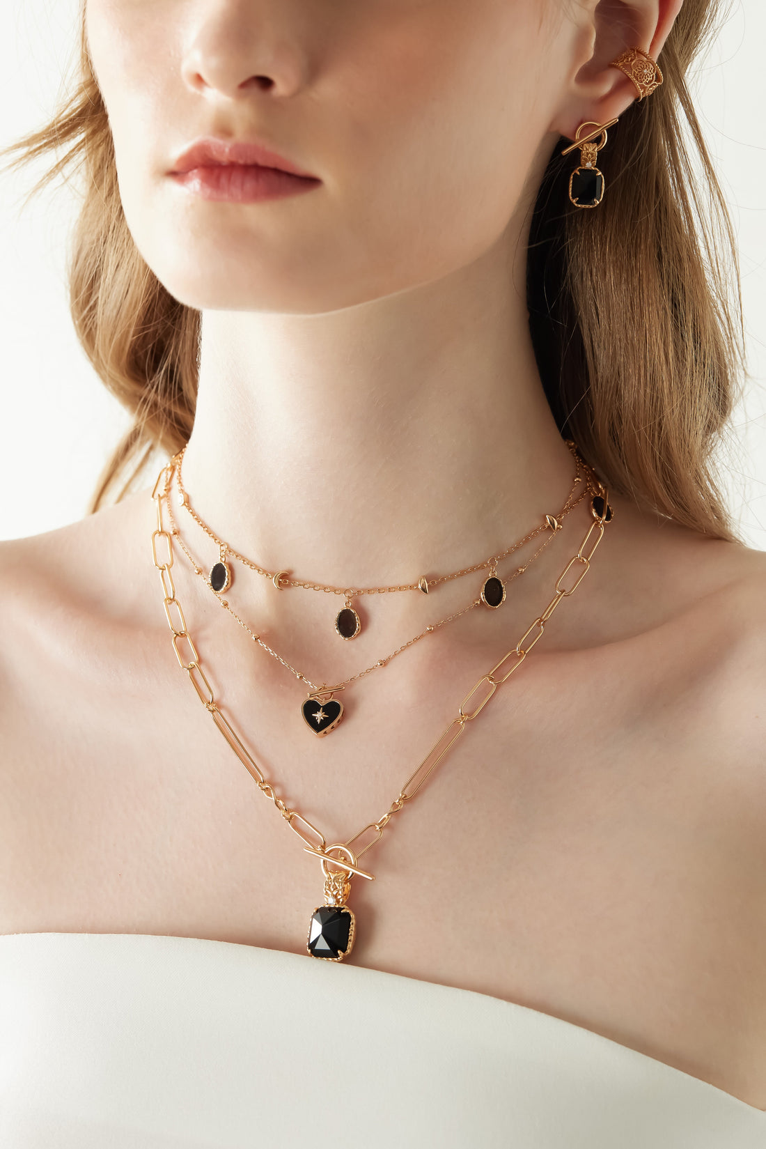 Obsidian Gold Toggle Necklace - Lover